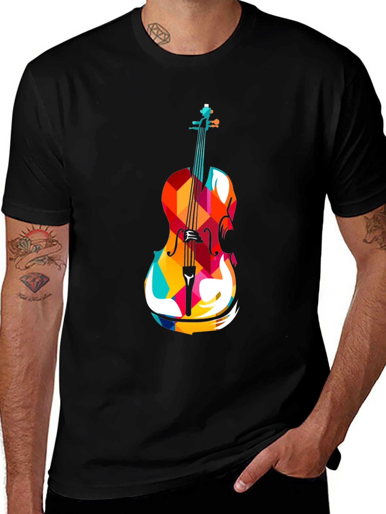 Variant 27 of Abstract Cello Graphic Tee - Black