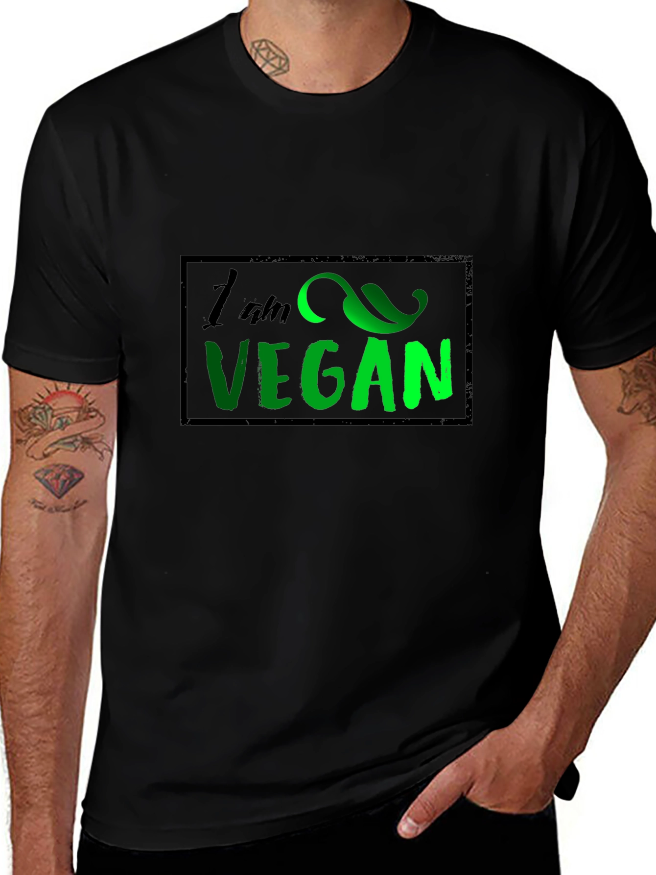 Variant 2 of I am Vegan T-Shirt - Black, Short Sleeve, Graphic Tee