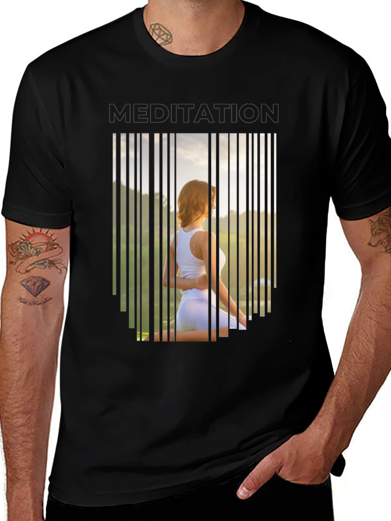 Variant 5 of Meditation Barcode T-Shirt - Relax & Unwind