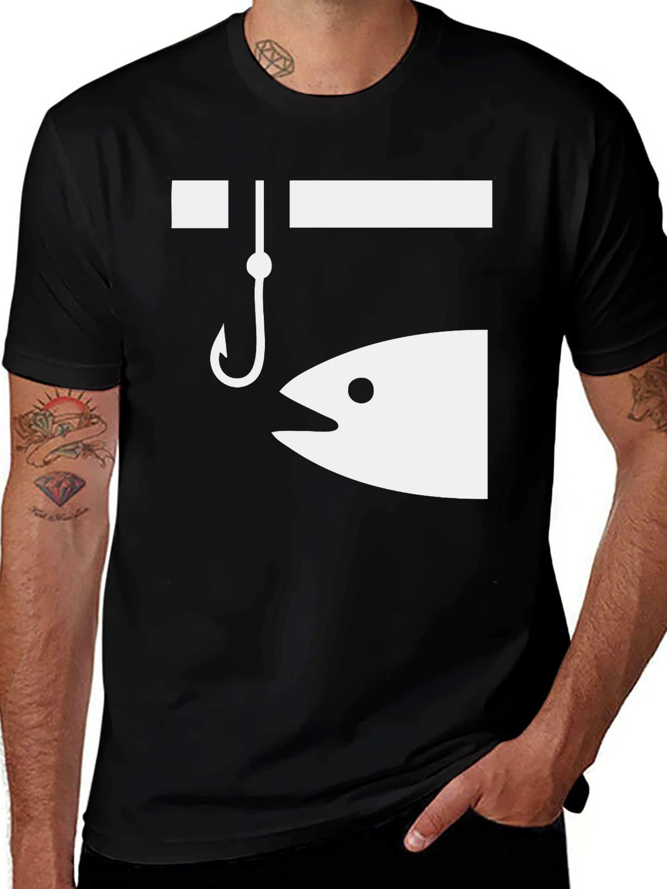 Variant 24 of Funny Fishing Hook & Fish Graphic T-Shirt