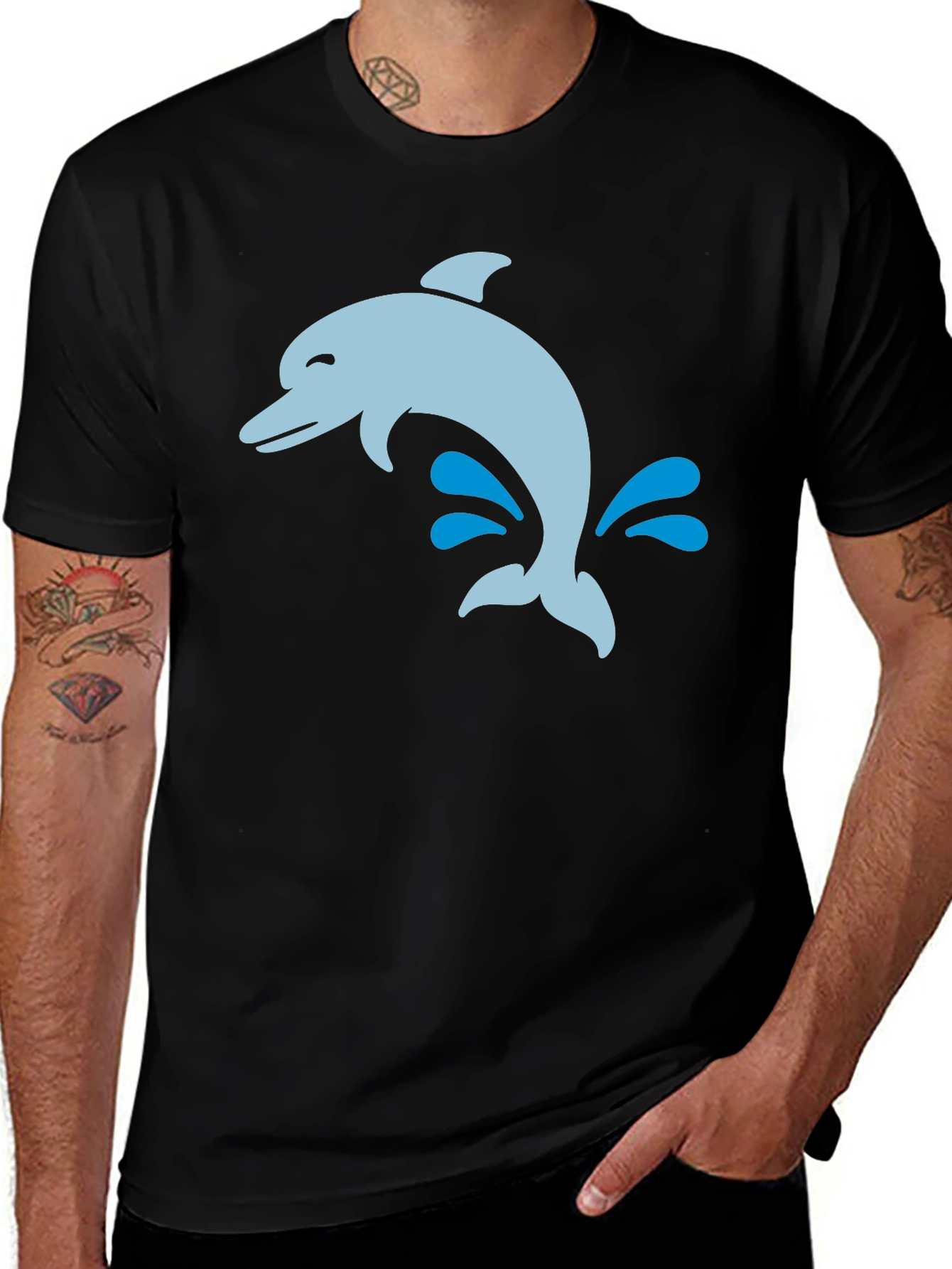 Variant 22 of Dolphin Splash Black T-Shirt