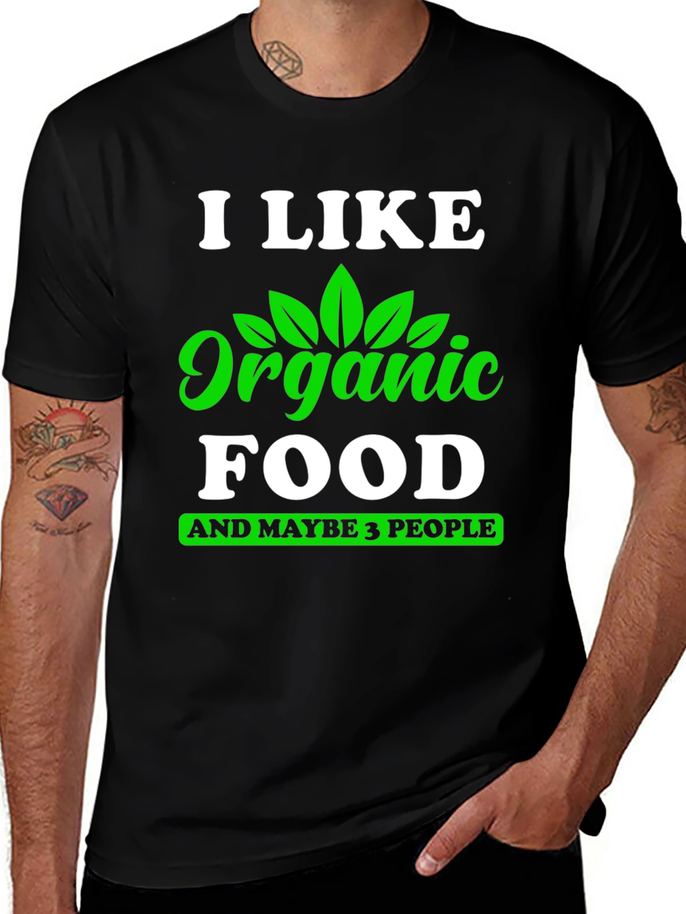 Black Organic Food Lover T-Shirt - Funny Vegan Tee main image