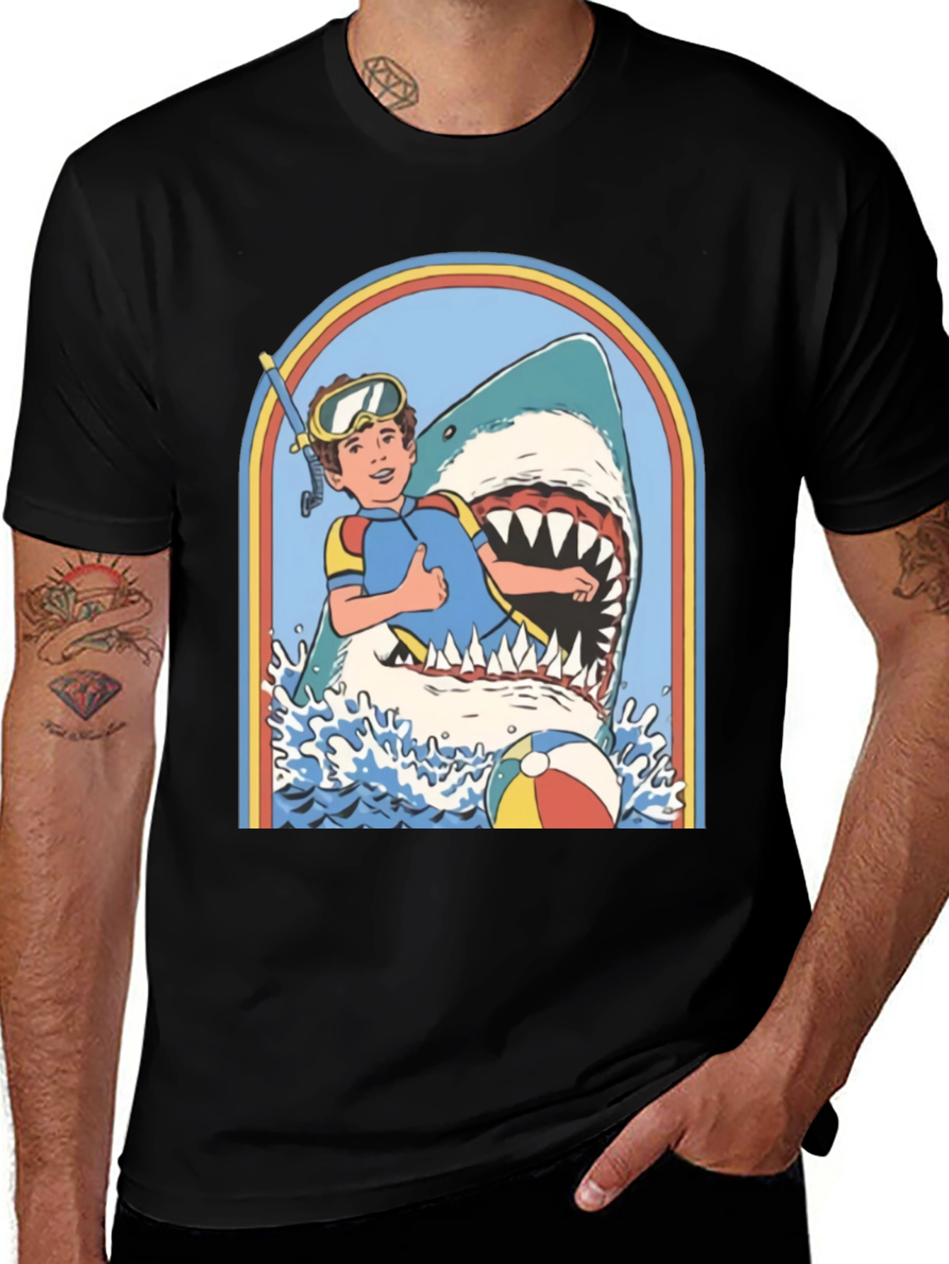 Variant 29 of Retro Shark Attack Graphic Tee