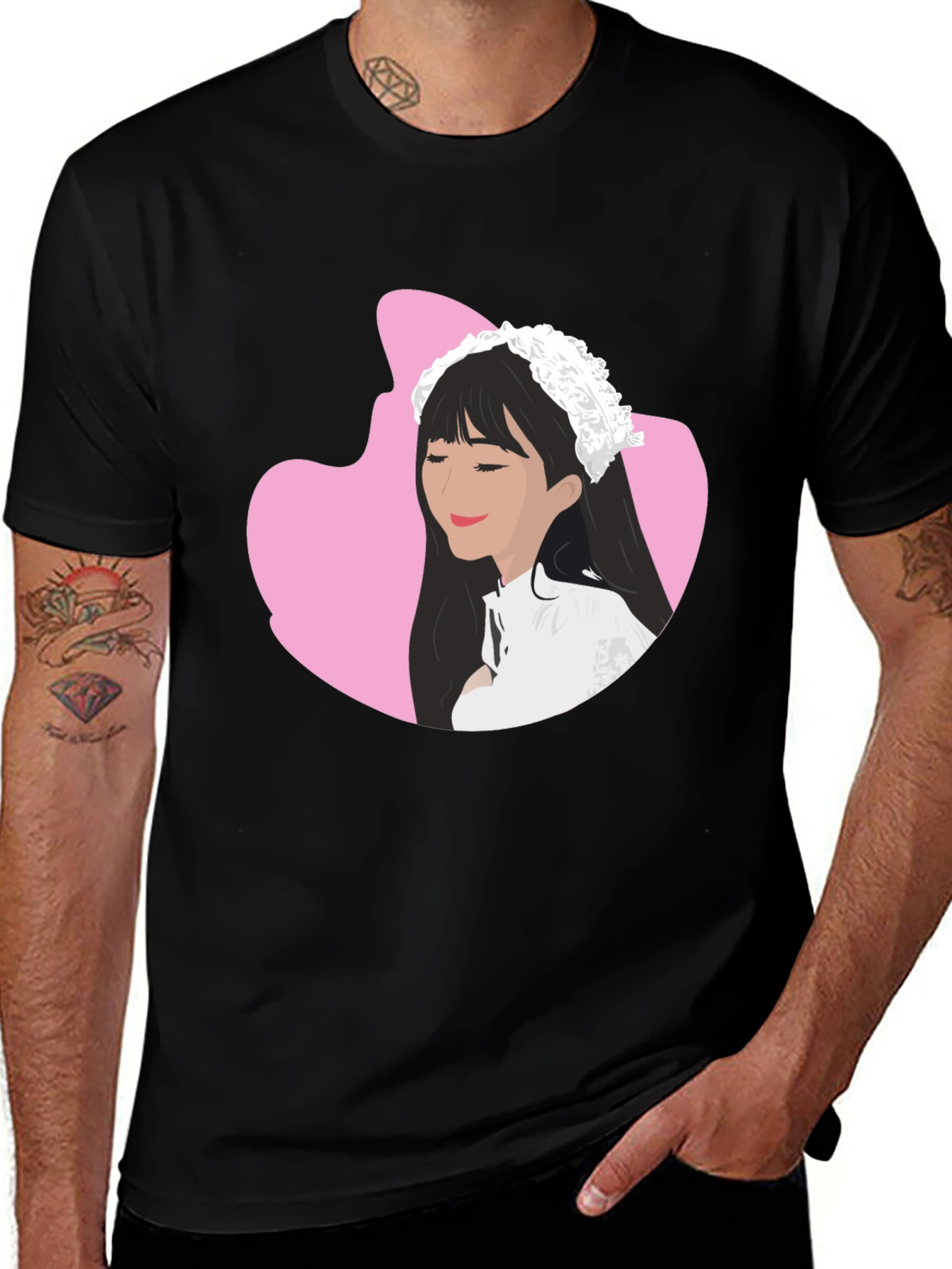 Variant 29 of Anime Girl Graphic Tee - Black Cotton Casual T-Shirt