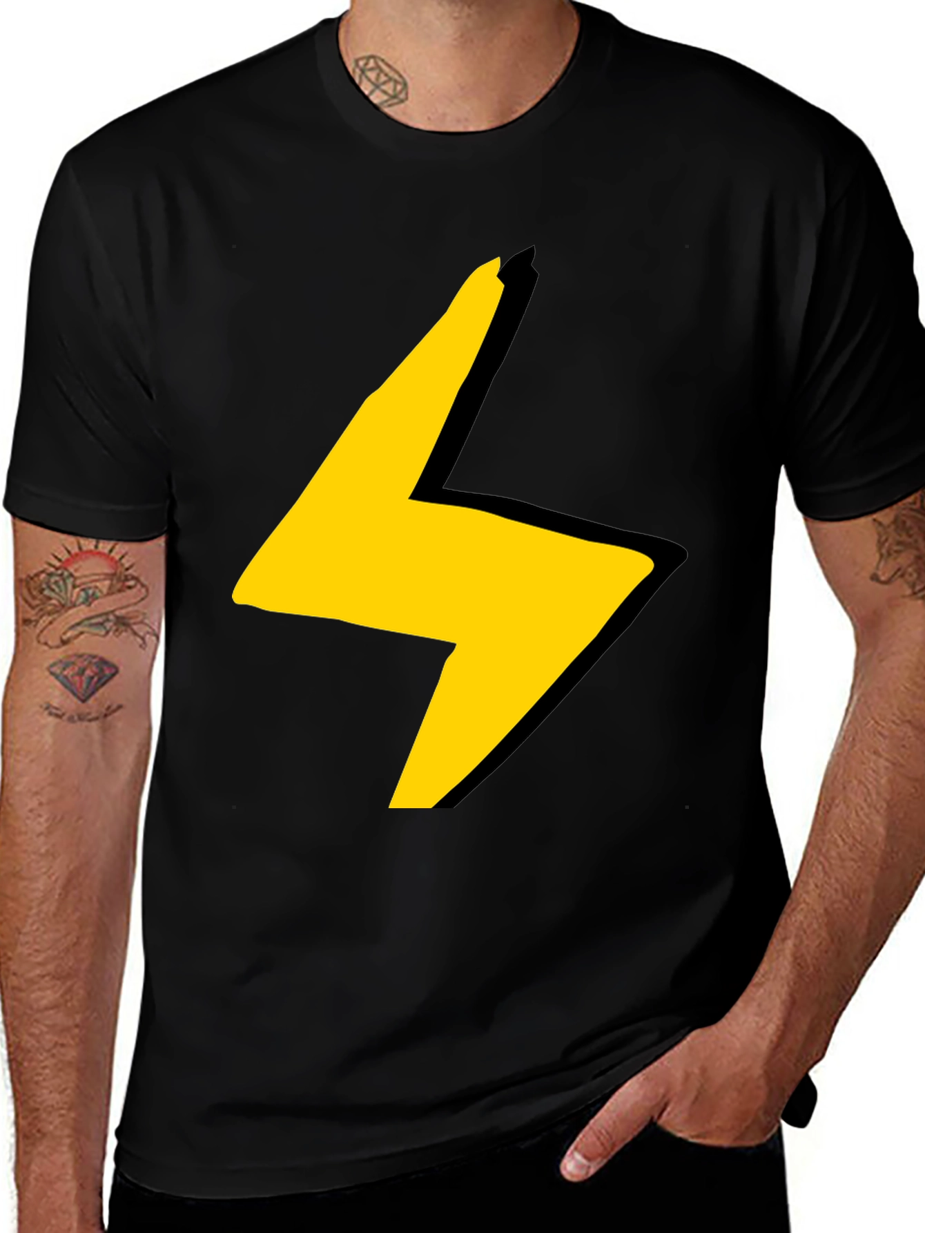 Variant 12 of Electric Bolt Graphic Tee - Black Cotton Blend