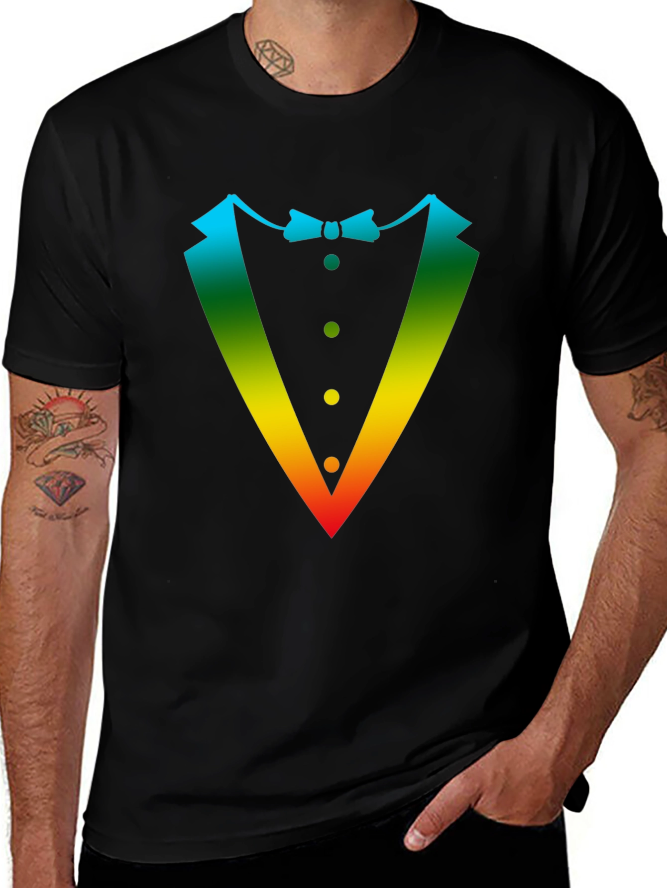 Variant 12 of Rainbow Tuxedo T-Shirt - Fun Party Tee