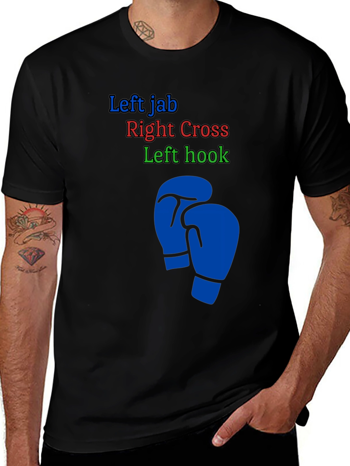 Variant 23 of Boxing Moves Graphic T-Shirt - Left Jab, Cross, Hook