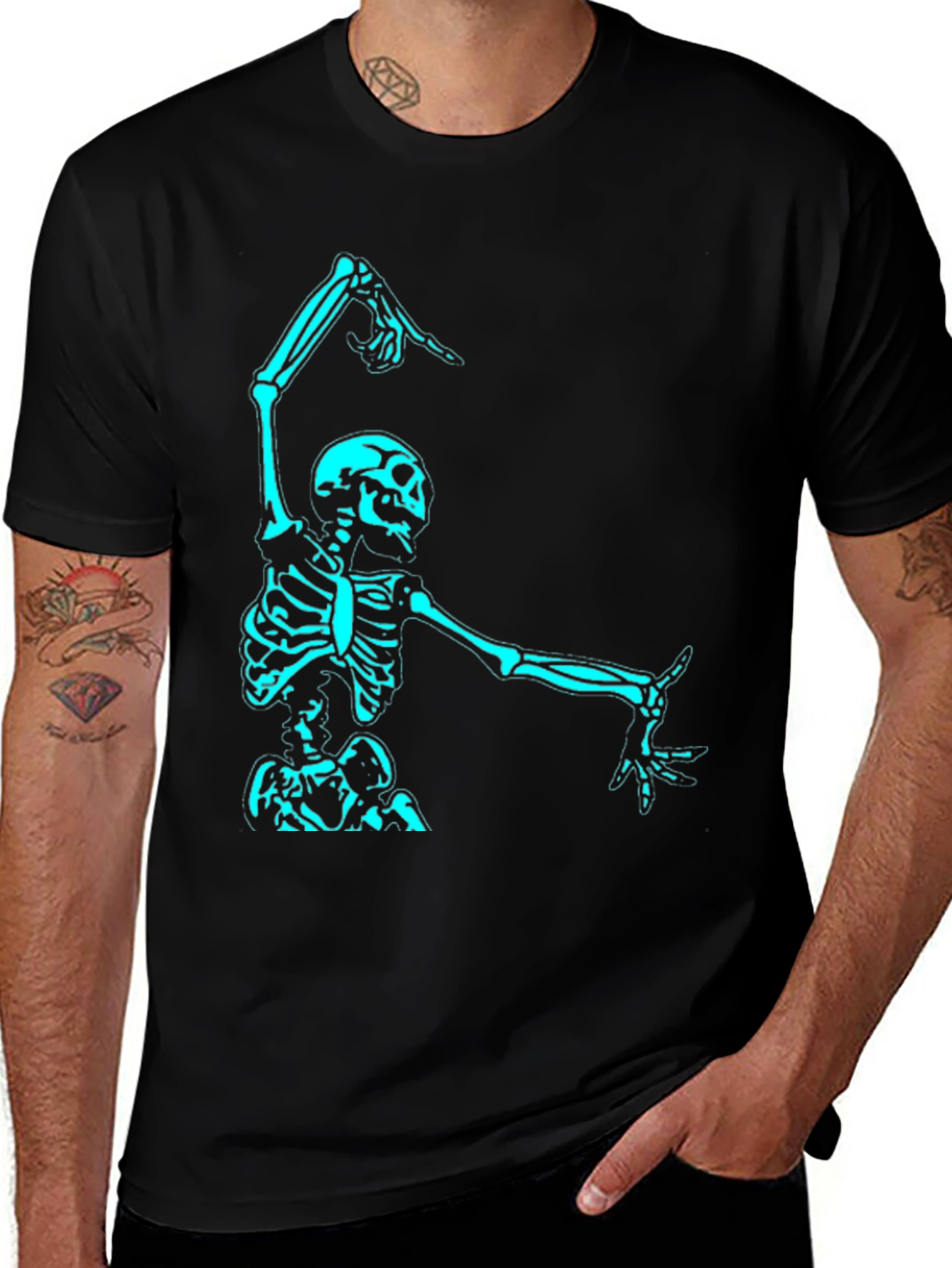 Variant 26 of Glow Skeleton Graphic Tee - Black Cotton
