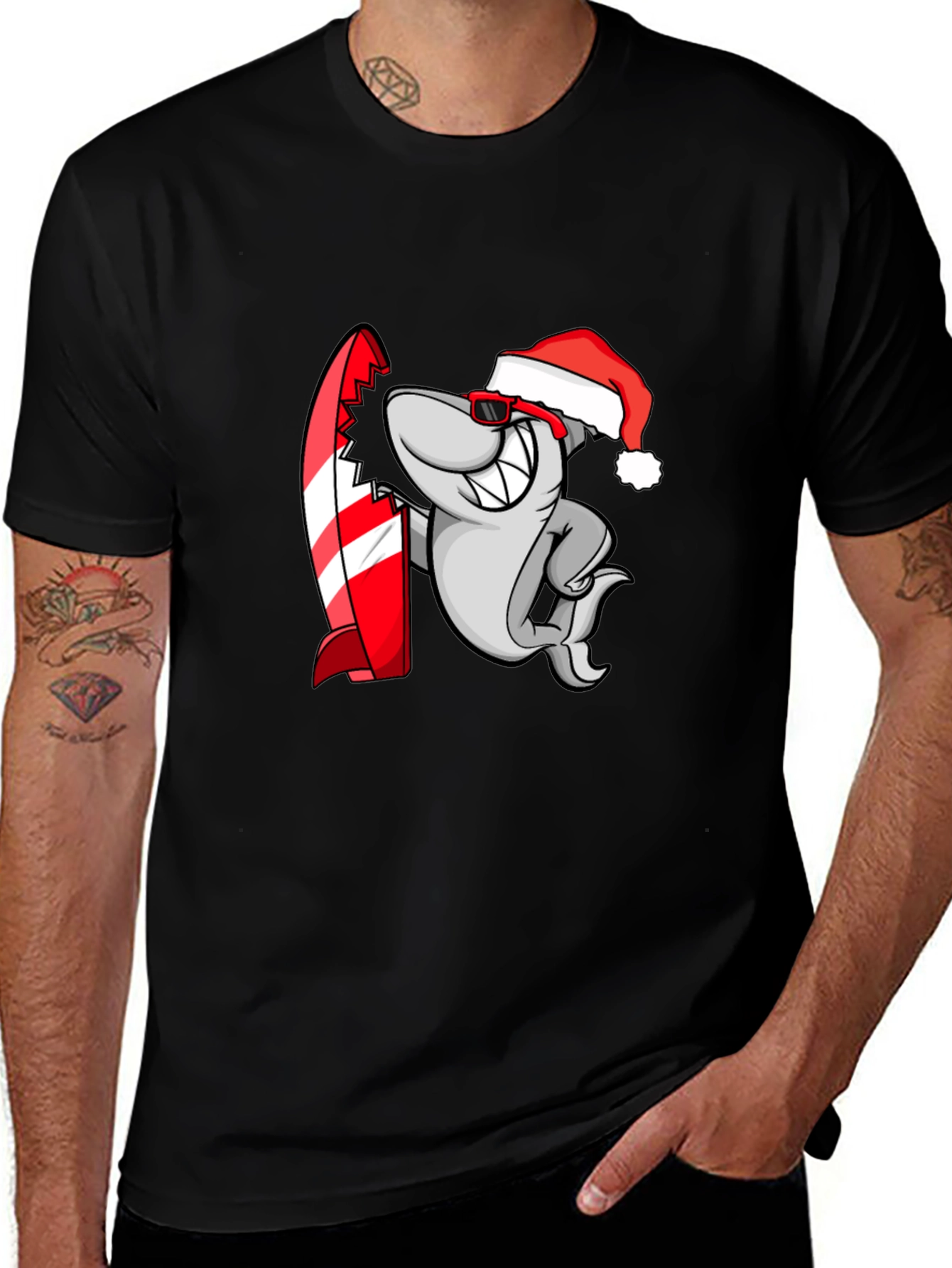 Variant 20 of Shark Santa Surfer Graphic Tee