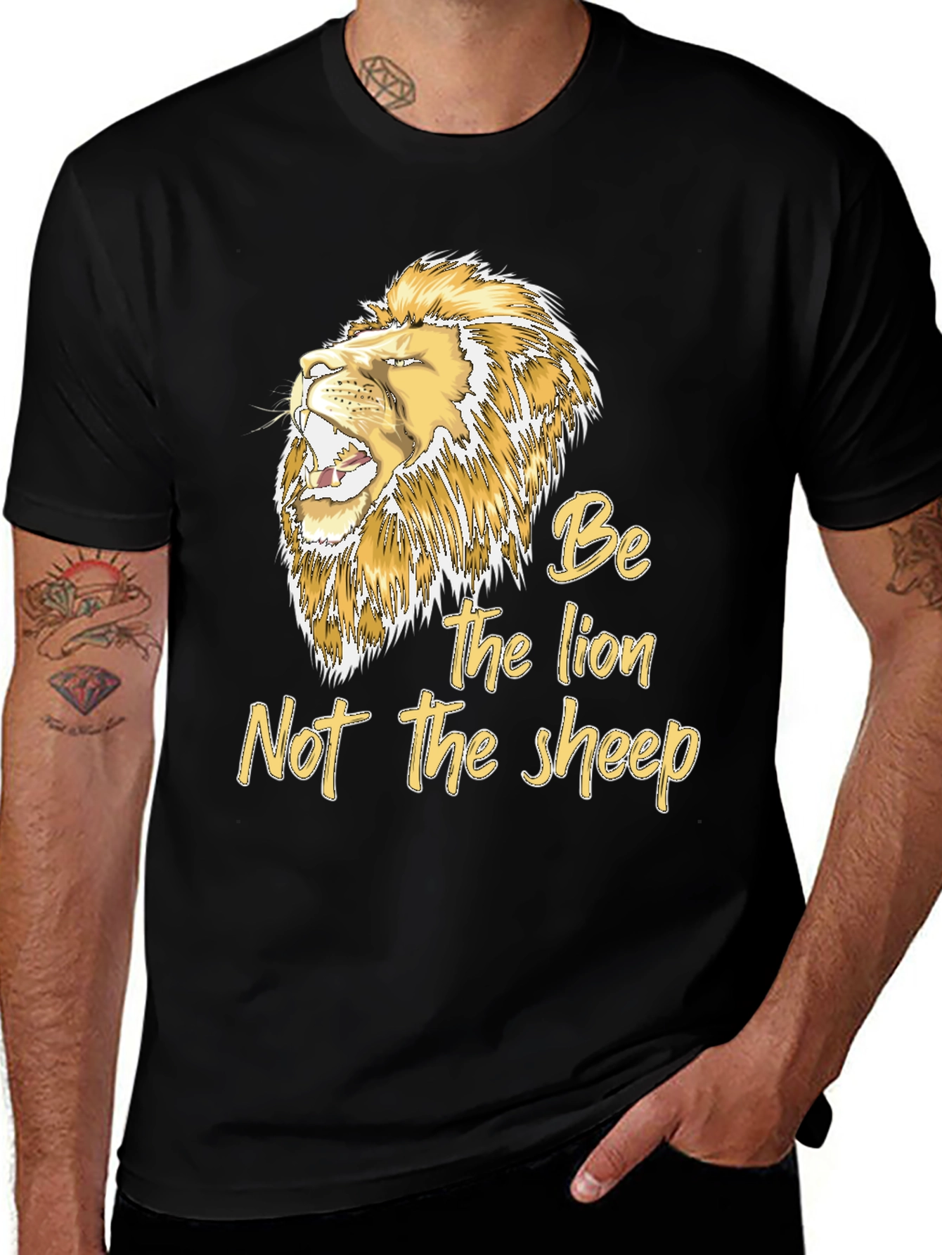 Black Be The Lion T-Shirt - Motivational Graphic Tee main image