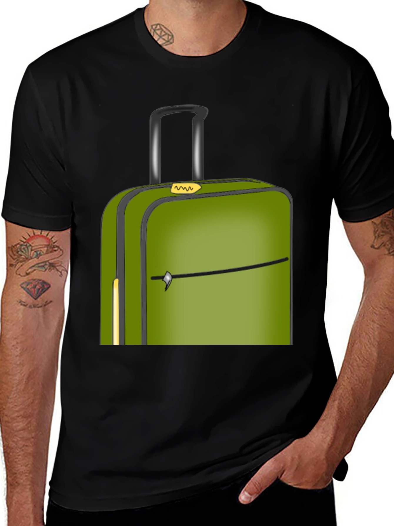 Variant 26 of Green Suitcase Graphic Tee - Travel Ready Style!