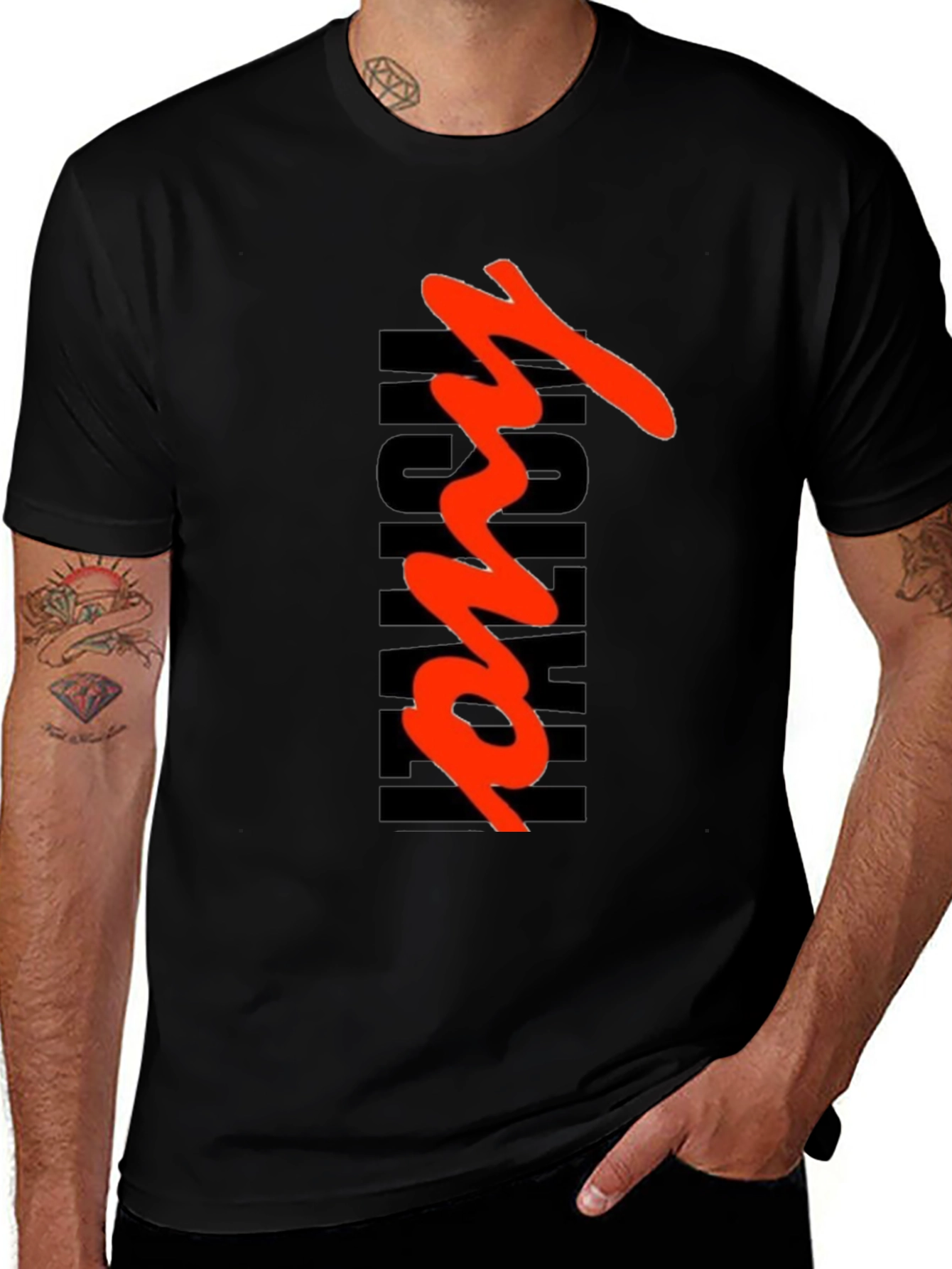 Black Urban Graphic Tee - Men's Black T-Shirt with Bold Design main image