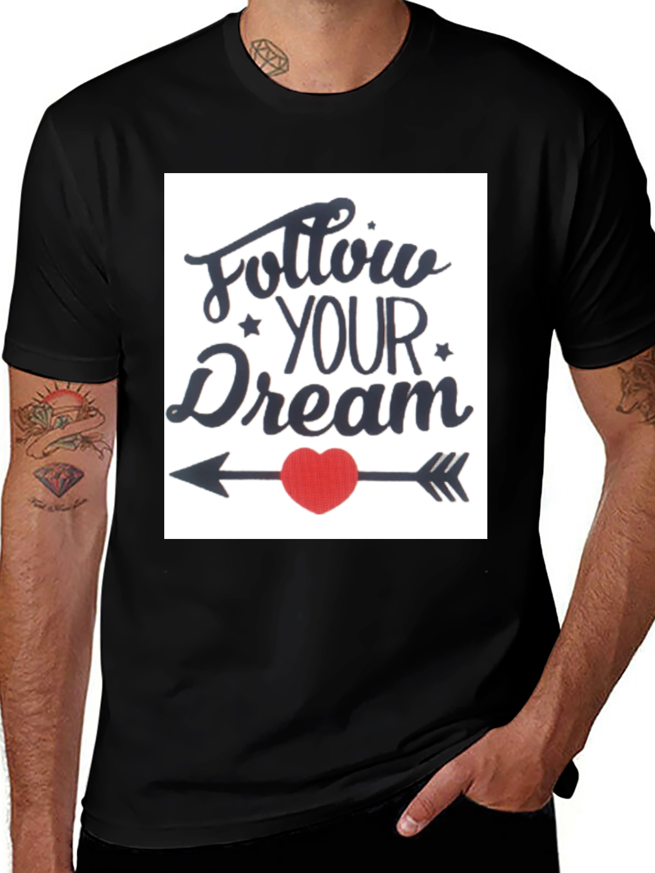 Variant 5 of Follow Your Dream Graphic Tee - Trendy Black T-Shirt