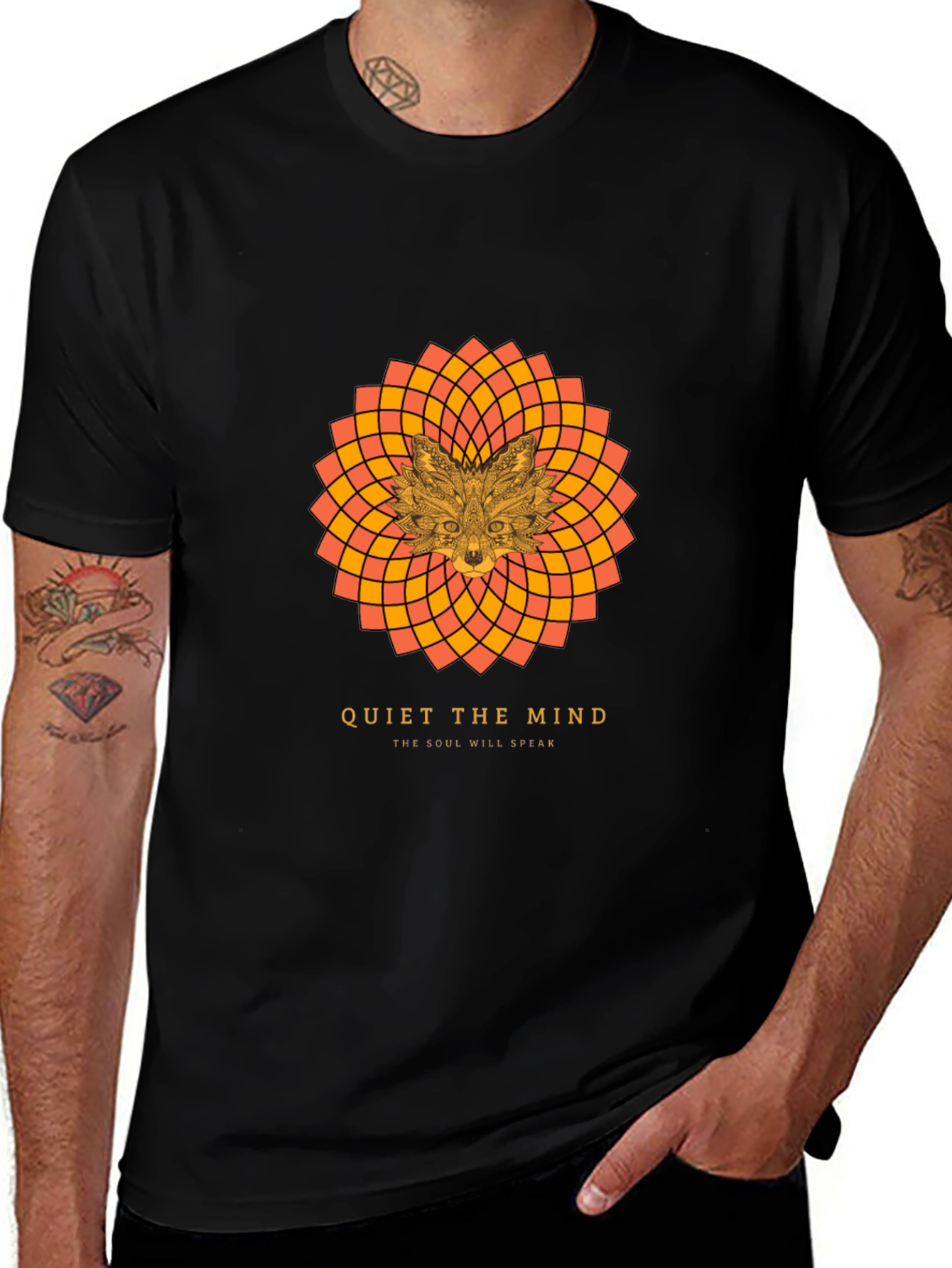 Variant 28 of Quiet the Mind Graphic Tee - Geometric Fox