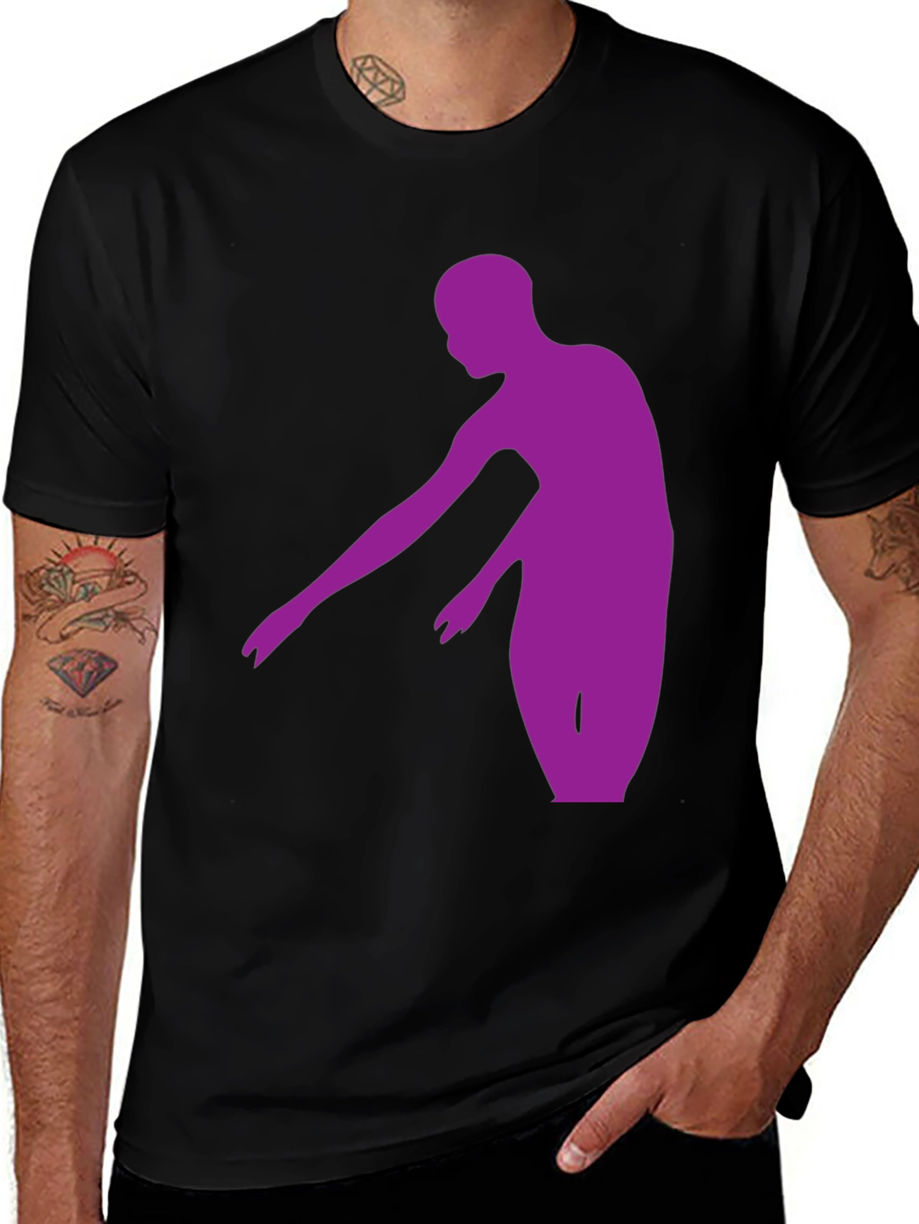 Variant 5 of Purple Dancer Graphic Tee - Stylish Men's Black T-Shirt