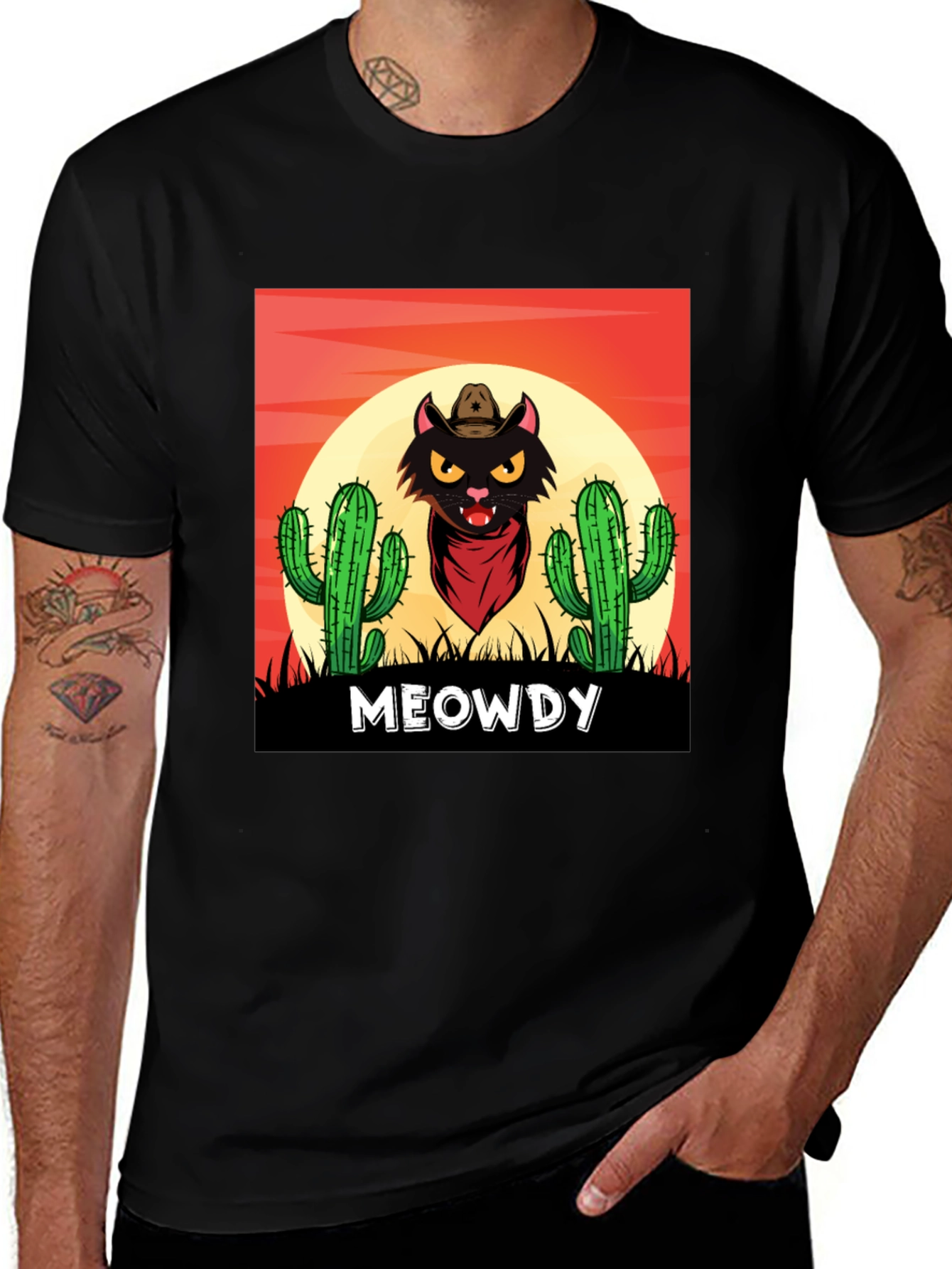 Variant 11 of Meowdy Black Cat Cowboy Graphic T-Shirt
