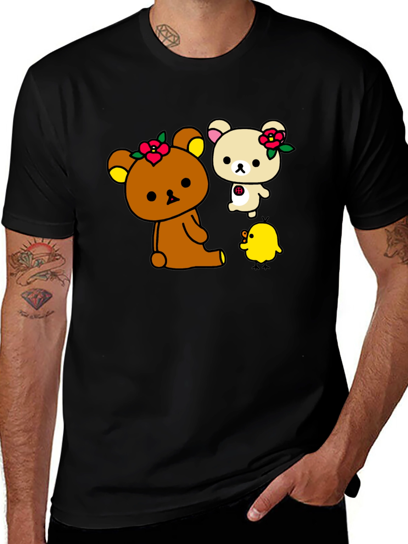 Variant 28 of Cute Cartoon Bear and Chick Graphic Tee