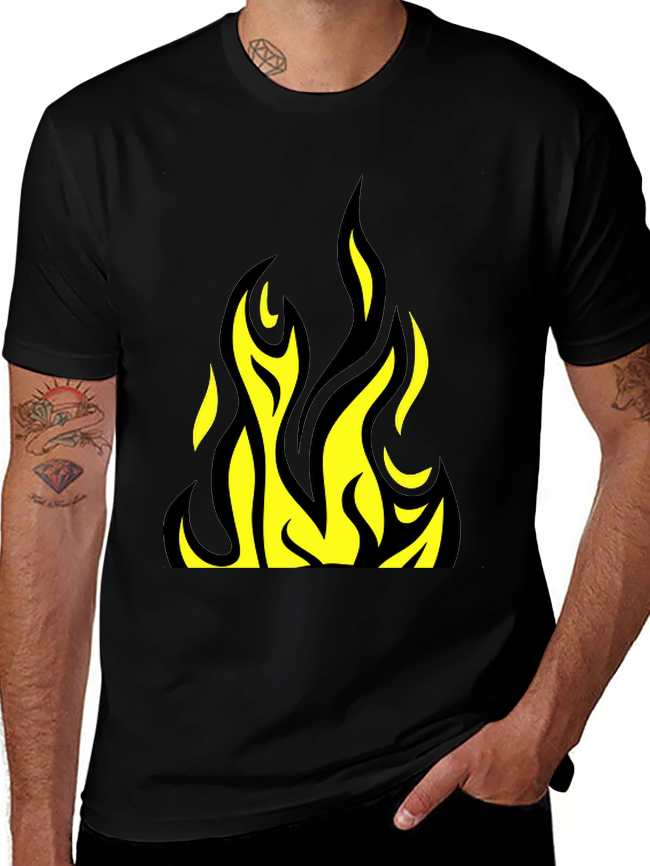 Variant 24 of Flame Graphic Tee - Black Cotton T-Shirt