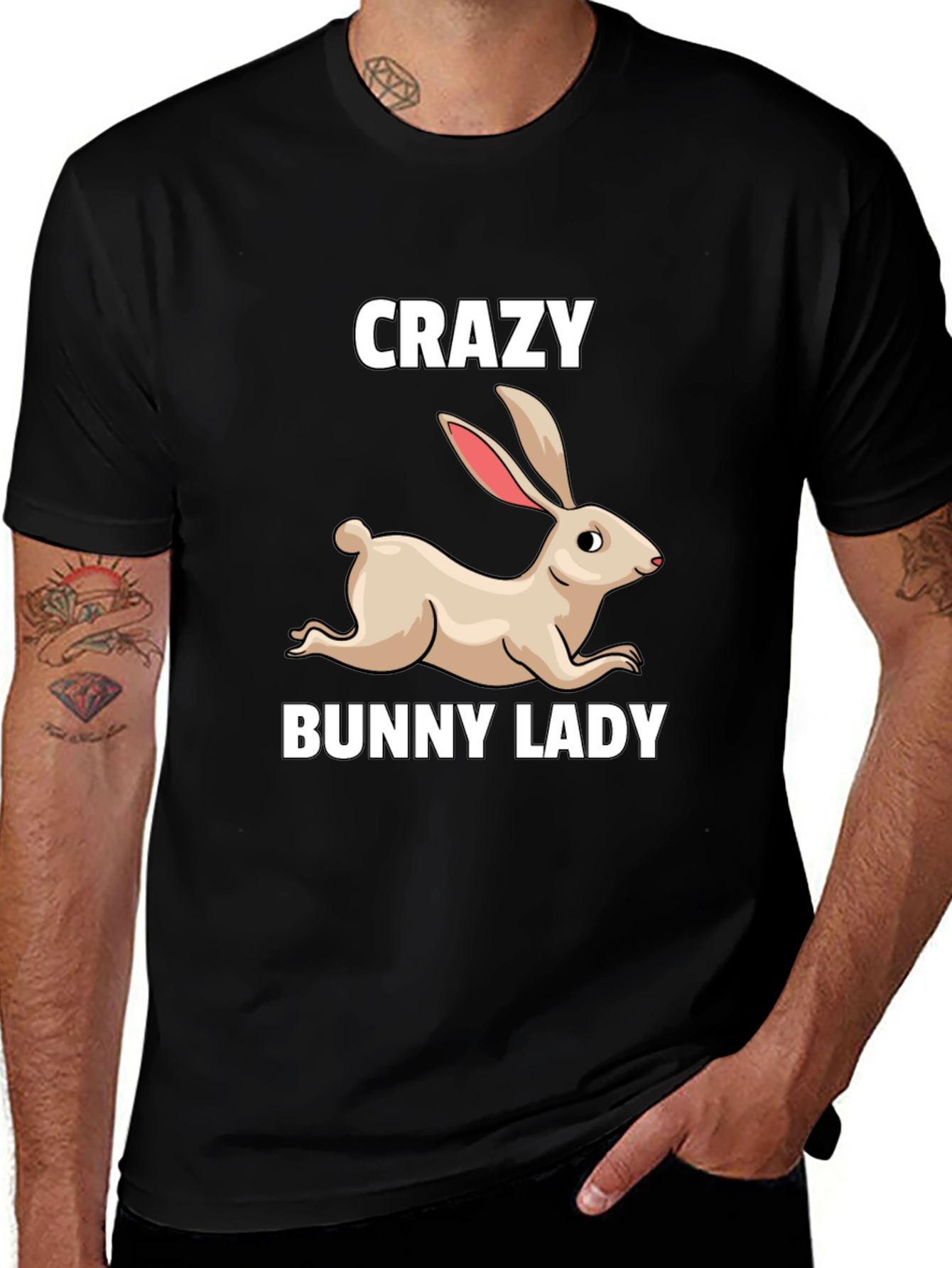 Variant 4 of Crazy Bunny Lady T-Shirt, Funny Easter Tee