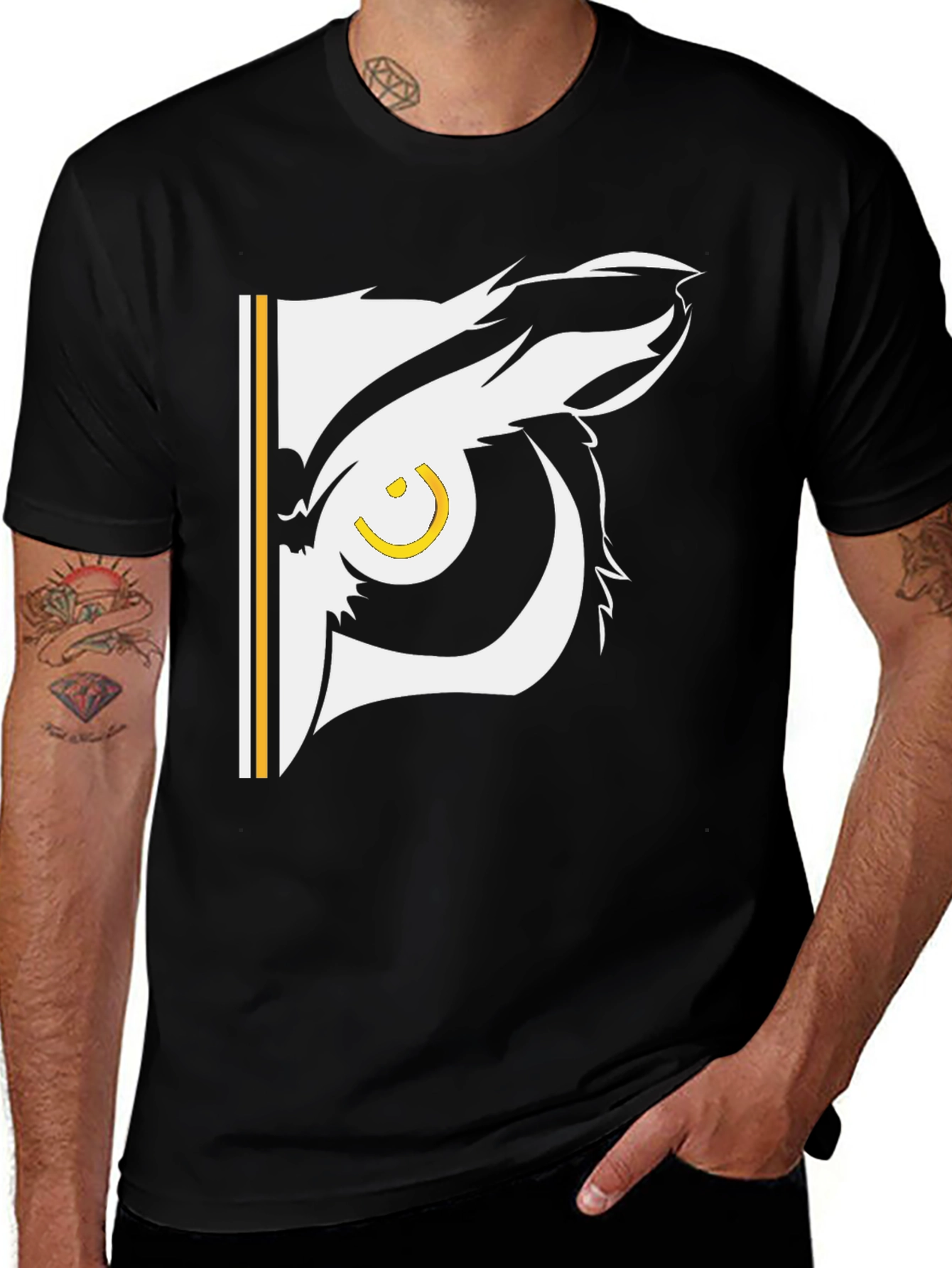 Variant 7 of Cool Owl Eye Graphic Black T-Shirt