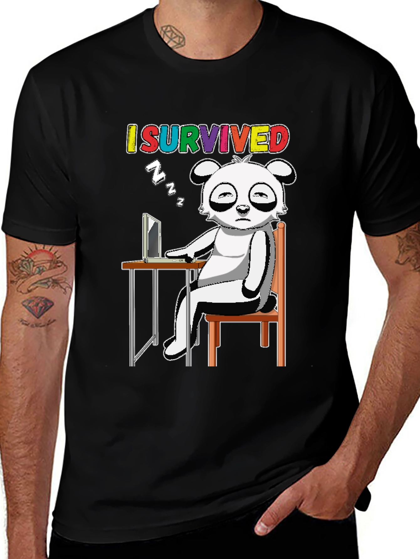 Variant 9 of I Survived T-Shirt with Cartoon Panda Sleeping