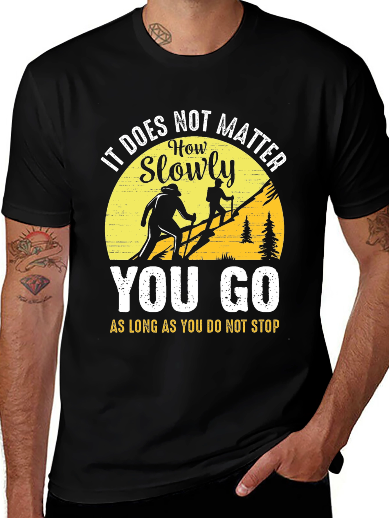 Motivational Hiking T-Shirt - Never Stop