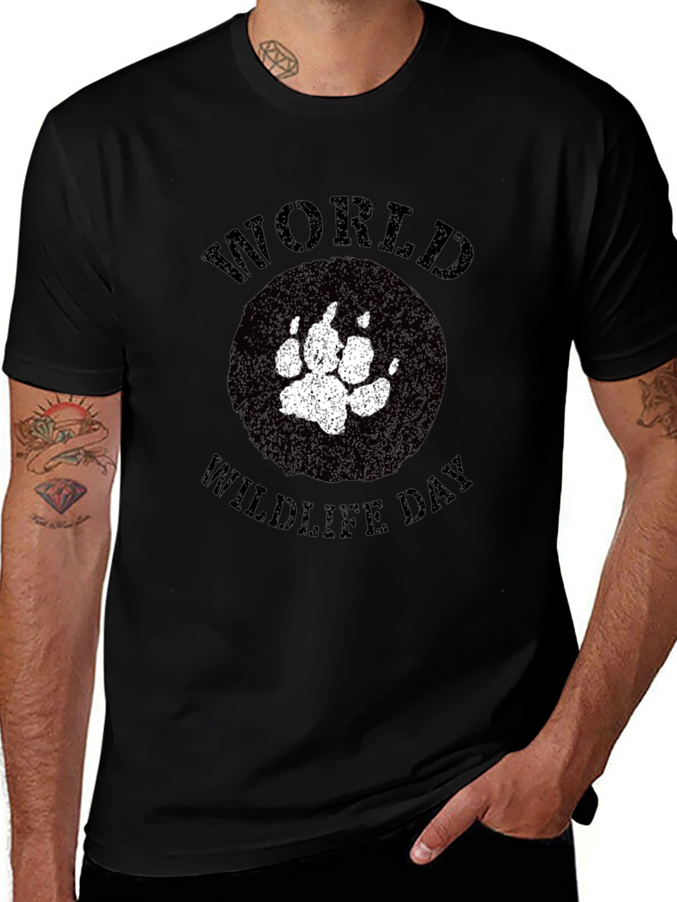 World Wildlife Day T-Shirt - Black Cotton Tee