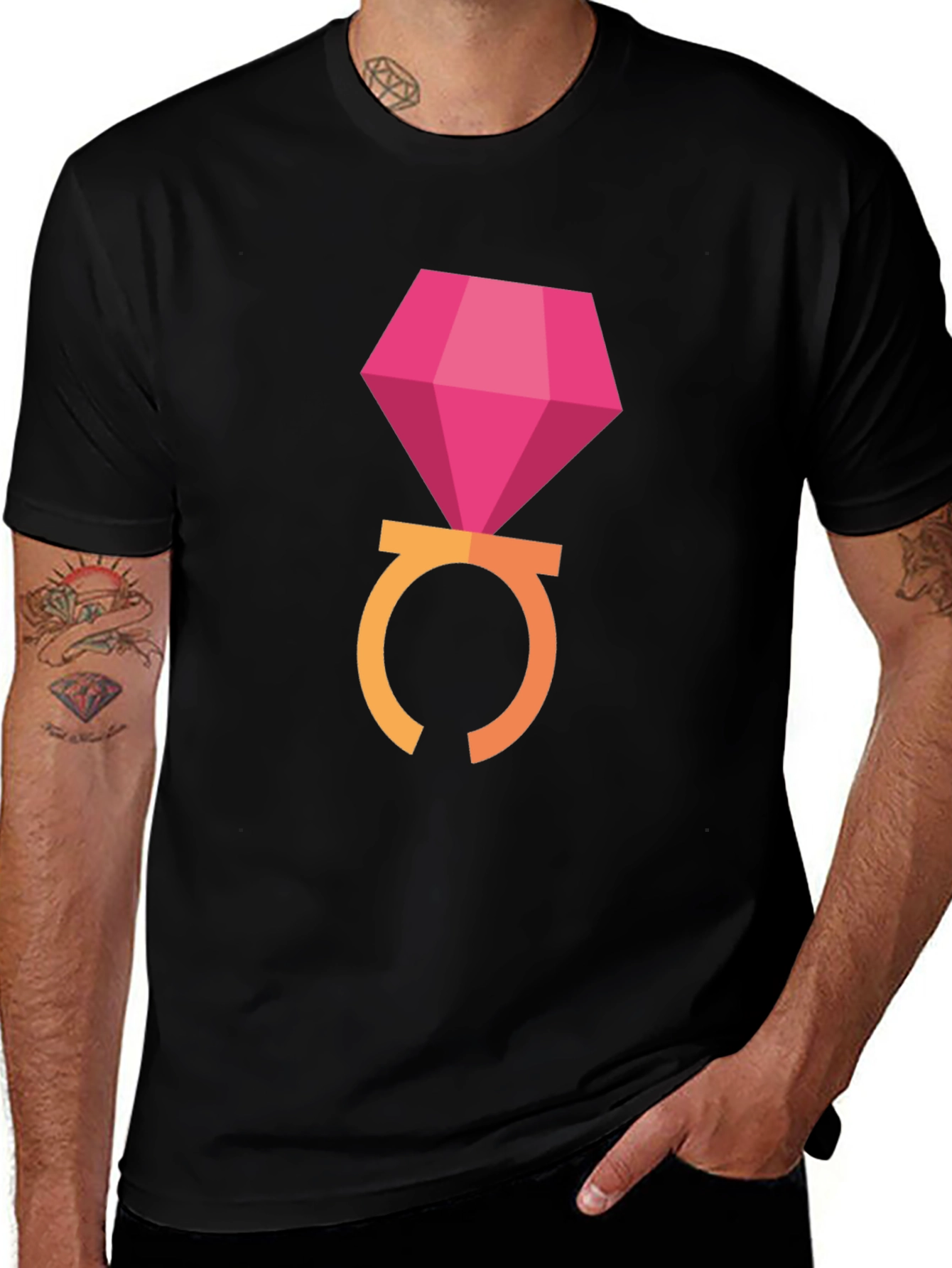 Variant 3 of Diamond Ring Graphic T-Shirt - Stylish Crew Neck Tee