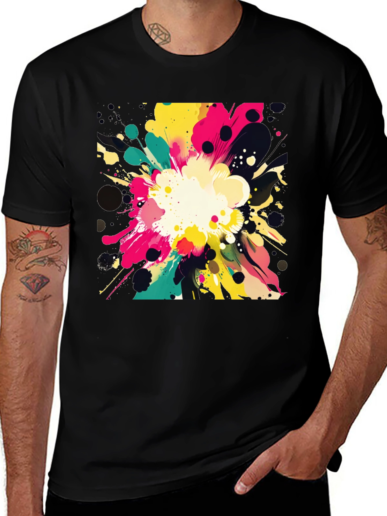 Variant 27 of Bold Abstract Art Graphic Black T-Shirt