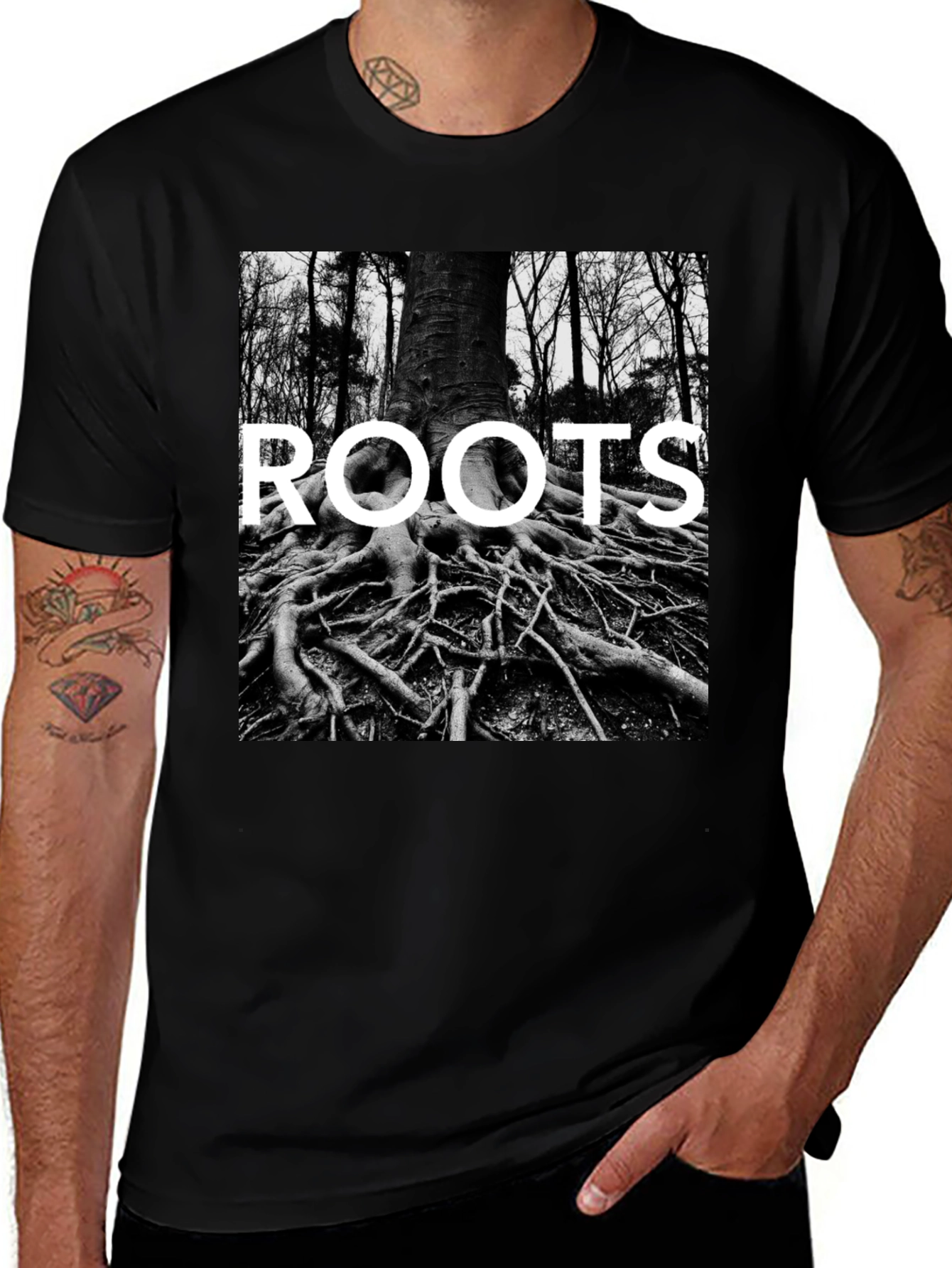 Variant 6 of Roots Graphic Print Tee - Black