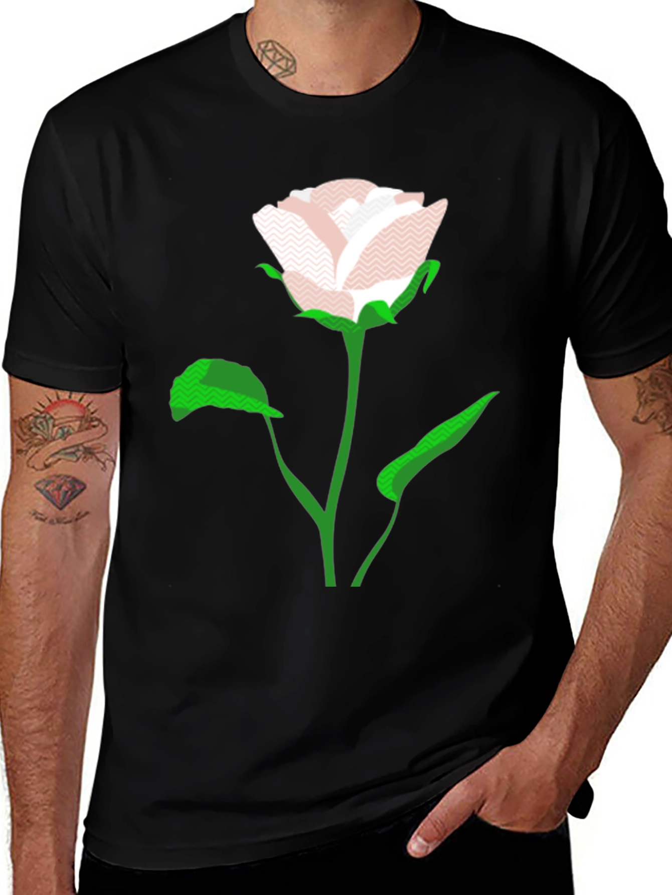 Variant 25 of Modern Rose Graphic Black T-Shirt