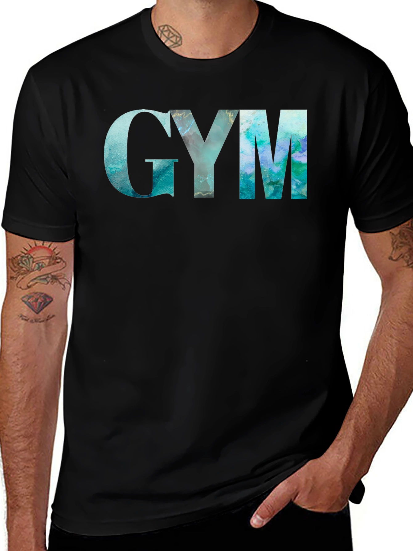 GYM Marble Graphic Black T-Shirt
