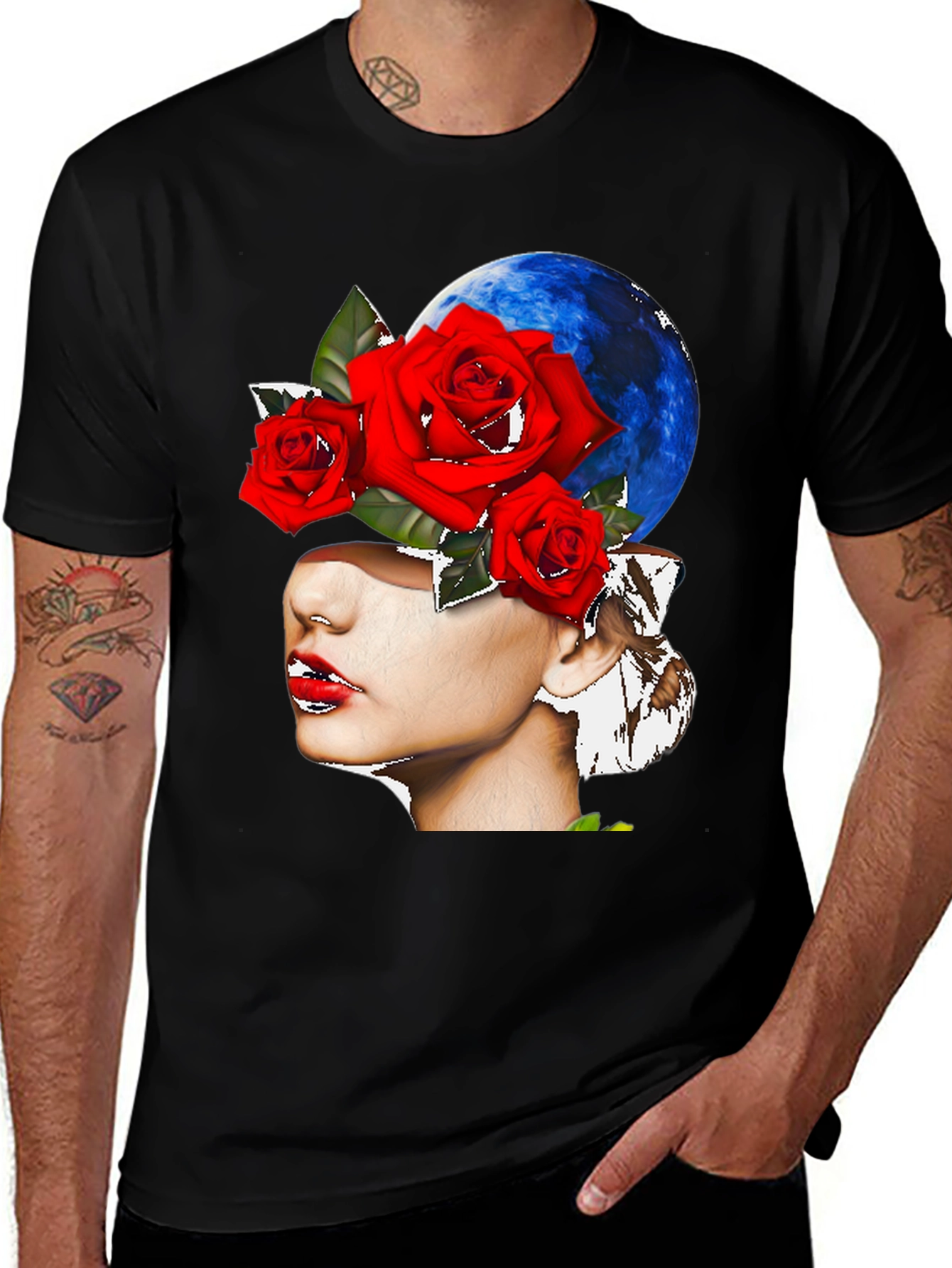 Variant 5 of Floral Woman Graphic Black T-Shirt