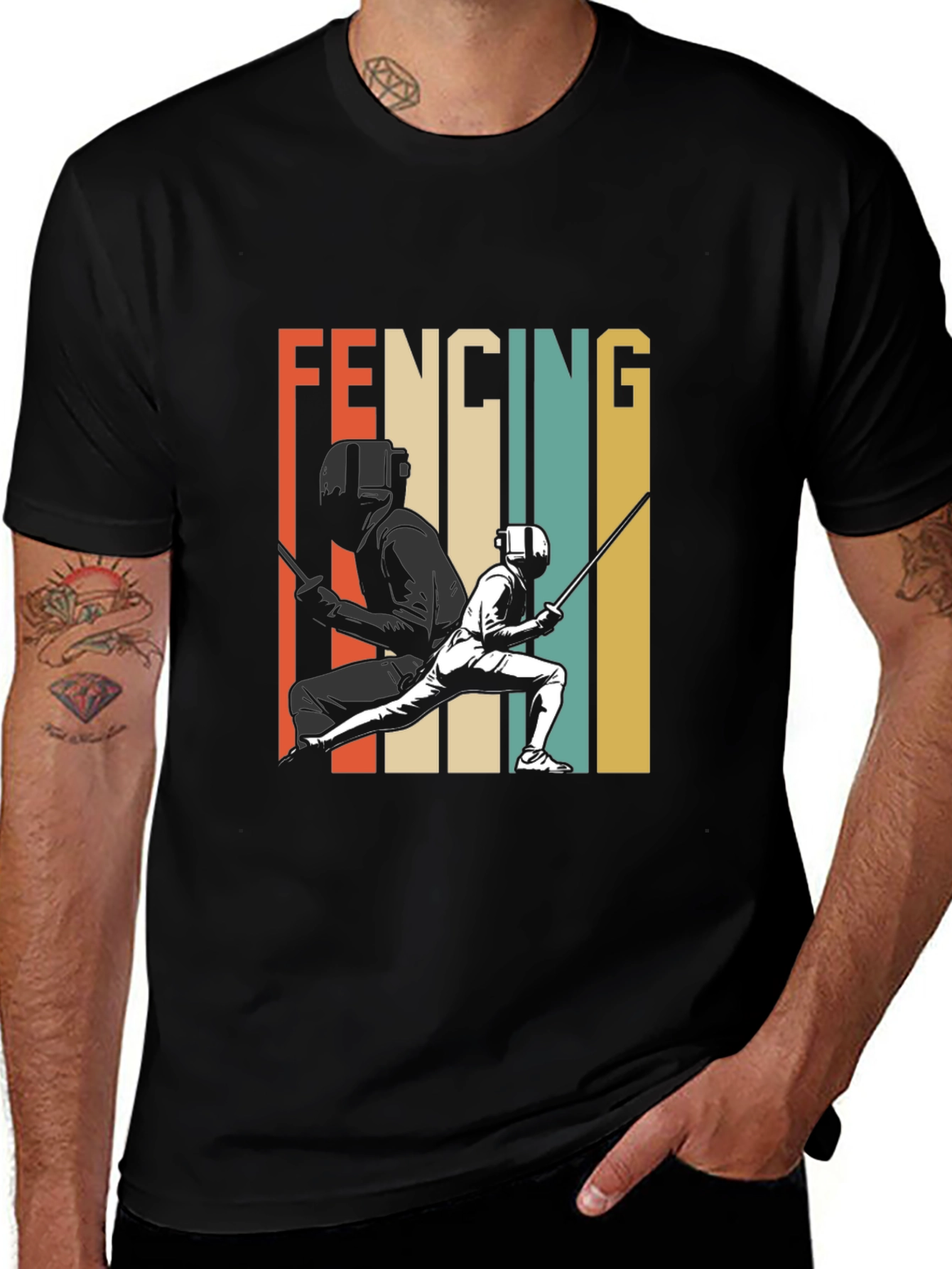 Variant 9 of Fencing Retro Style Graphic T-Shirt