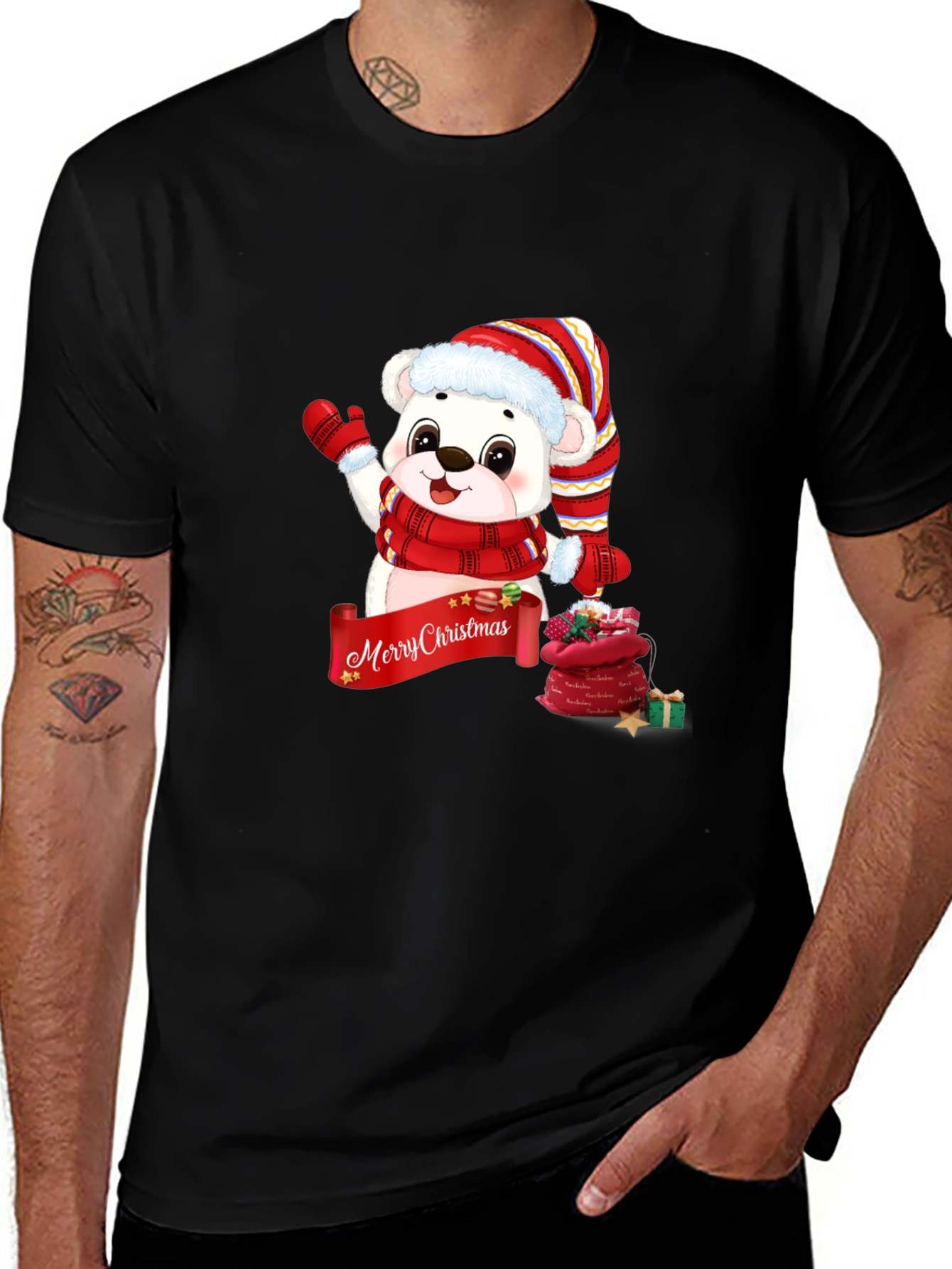 Variant 16 of Festive Christmas Bear Graphic Tee