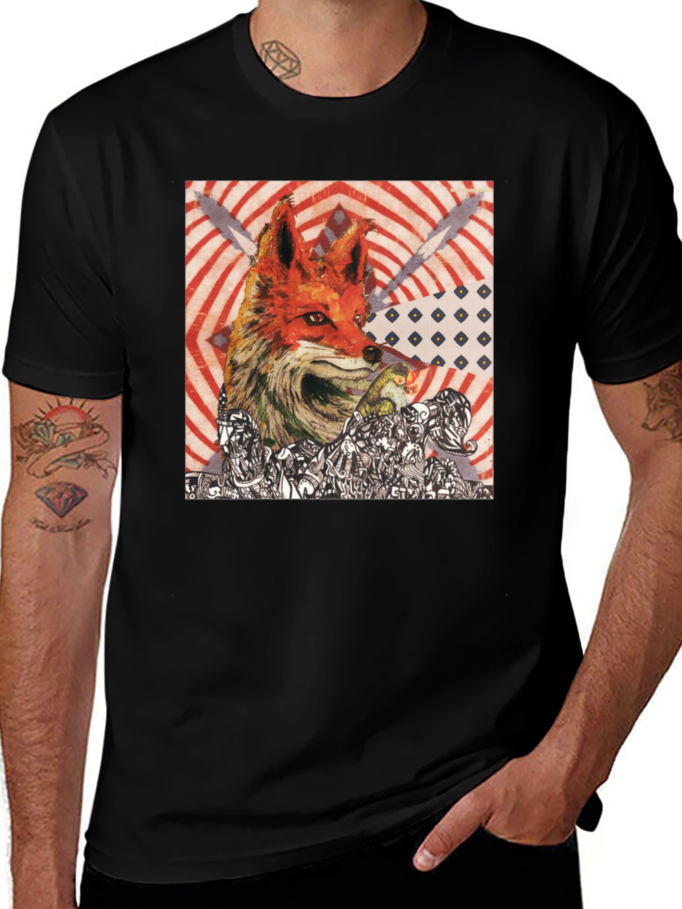 Variant 3 of Fox Graphic Print Black T-Shirt