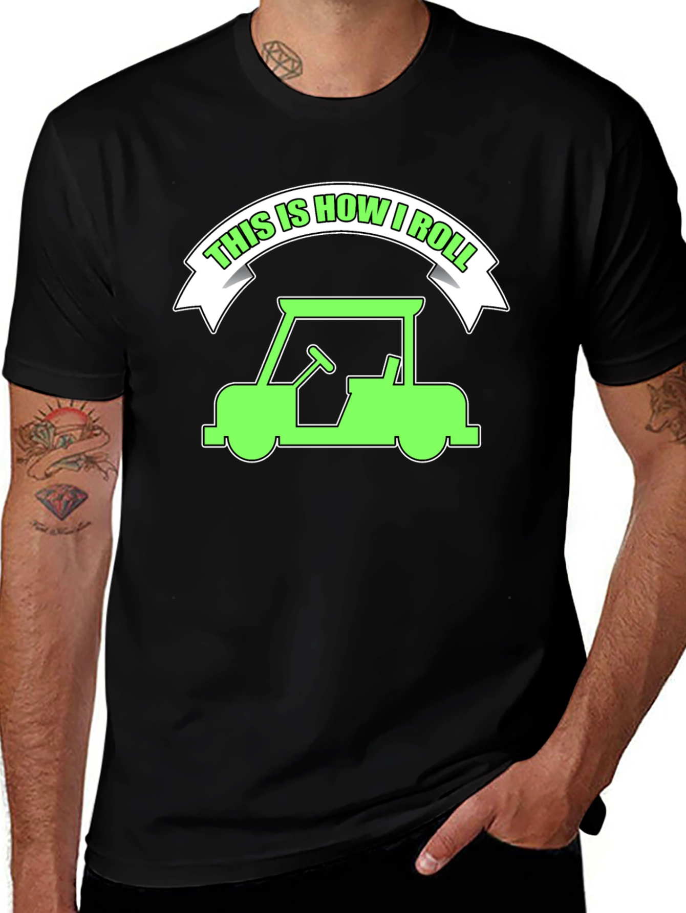Variant 25 of This Is How I Roll Golf Cart Graphic Tee - Black