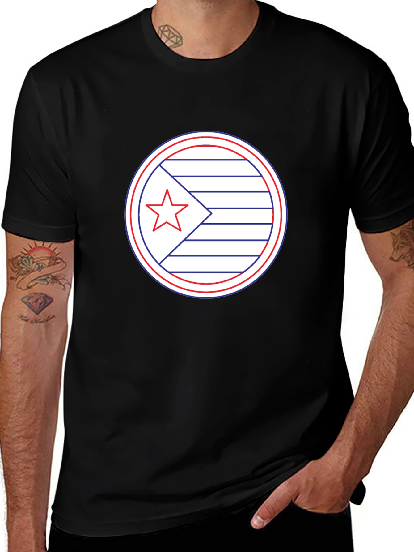 Cuban Flag Graphic T-Shirt - Black