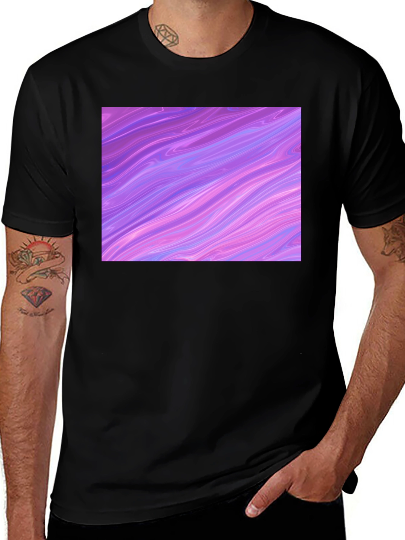 Variant 12 of Abstract Swirl Graphic Tee - Black