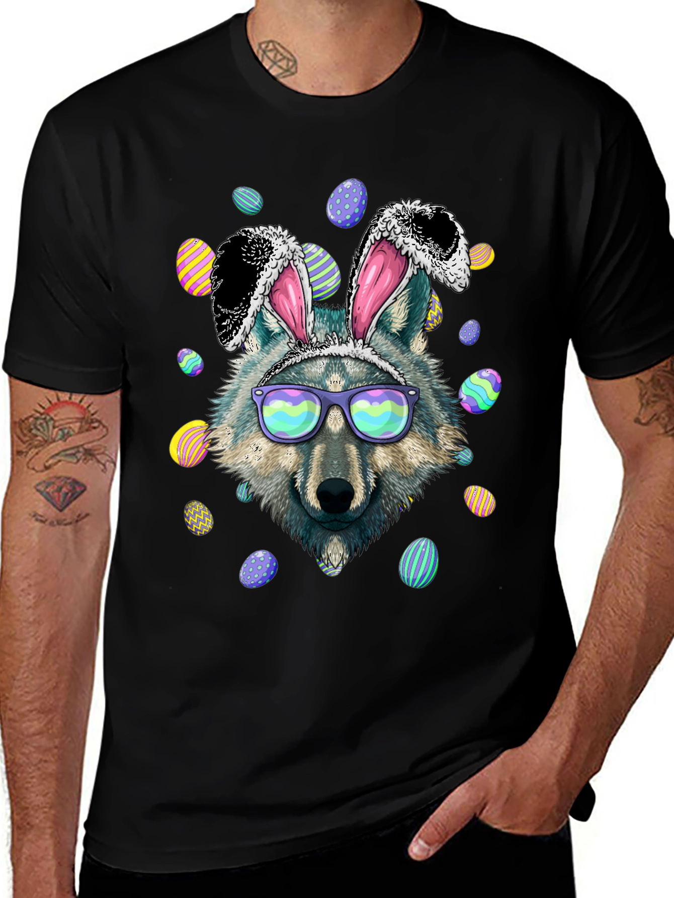 Variant 4 of Wolf Easter Bunny T-Shirt - Fun Holiday Apparel
