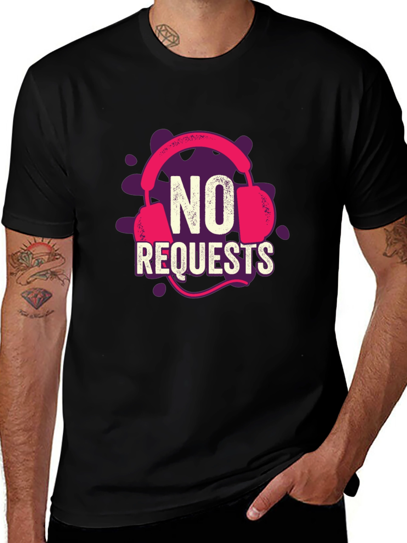 Variant 12 of No Requests Headphone Graphic T-Shirt