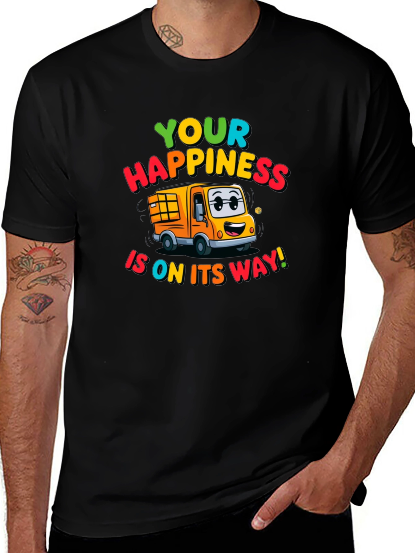 Variant 5 of Happiness Delivery T-Shirt - Fun Cartoon Truck Tee