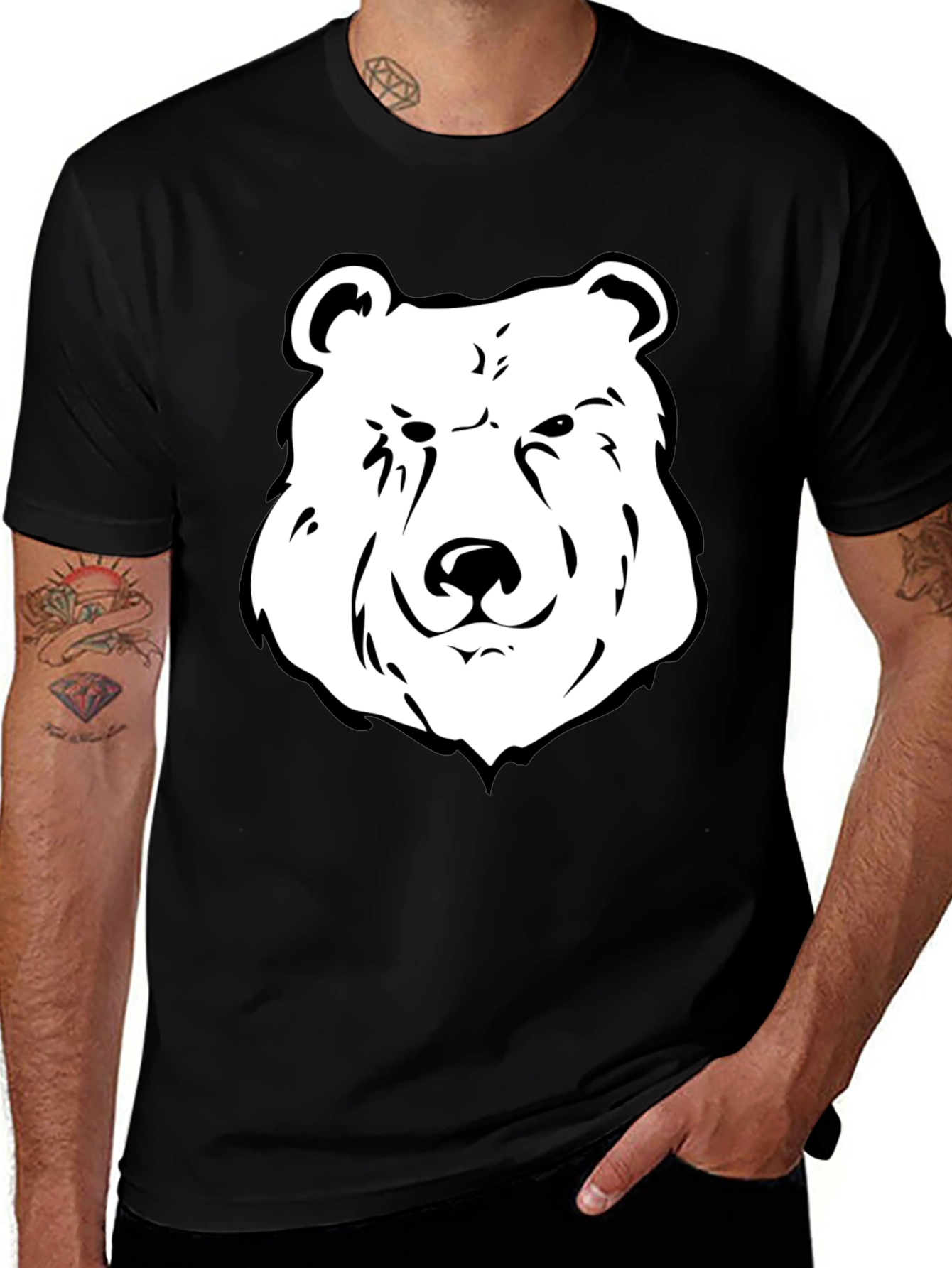 Variant 24 of Bear Graphic Tee - Cool Animal Print Shirt