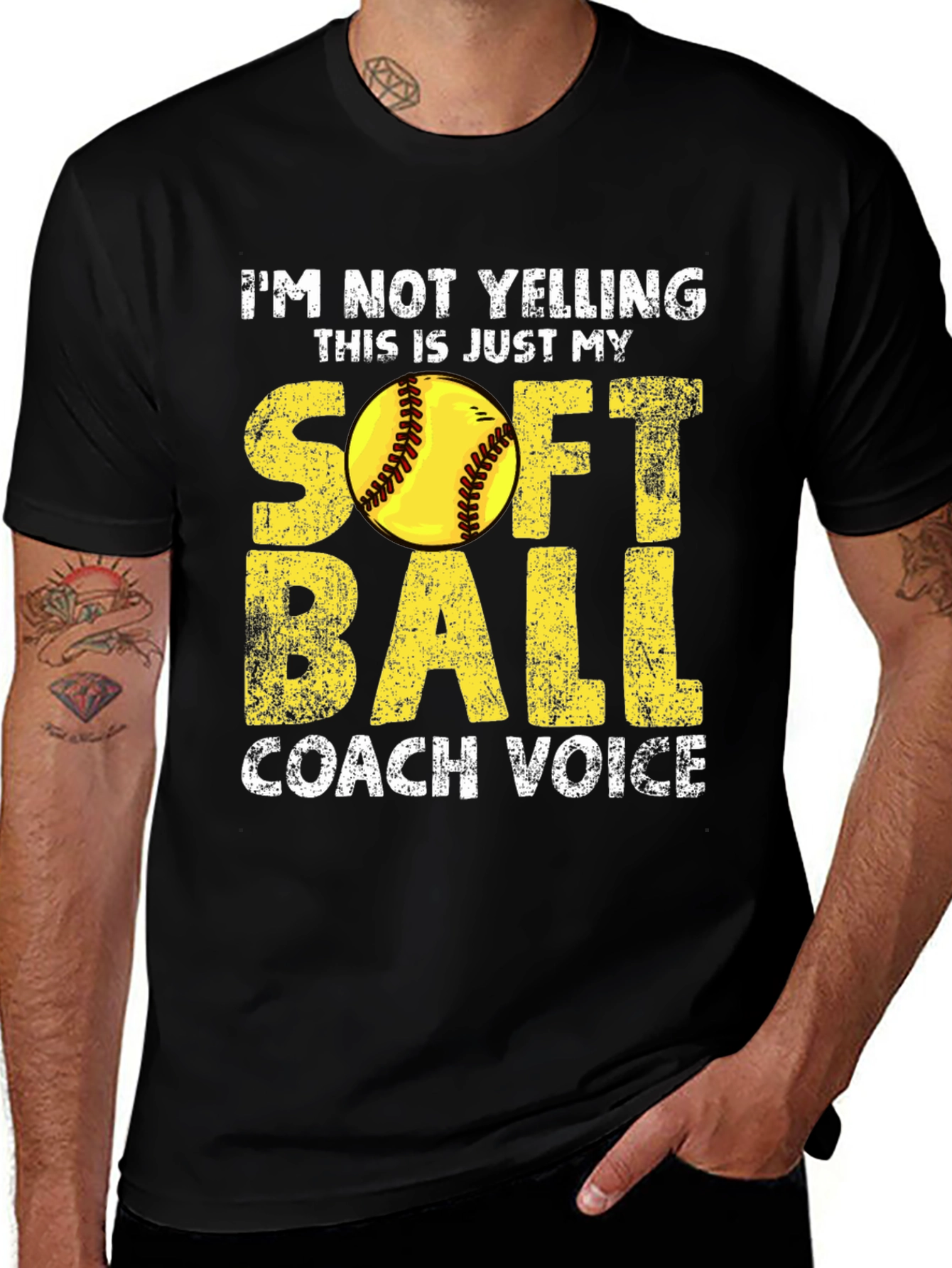 Variant 11 of Softball Coach T-Shirt - I'm Not Yelling!