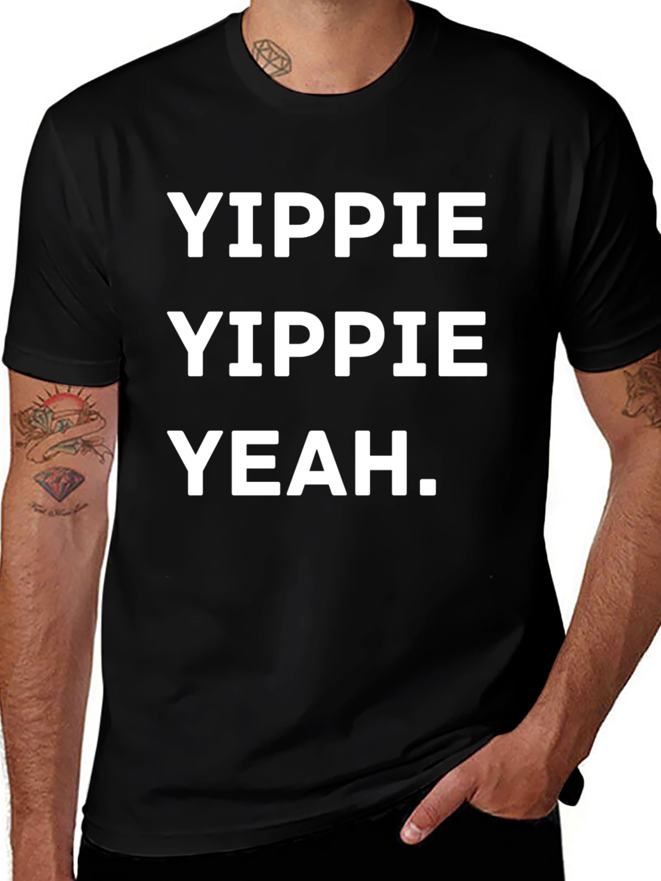 Black Yippie Yeah T-Shirt - Bold Statement Tee main image