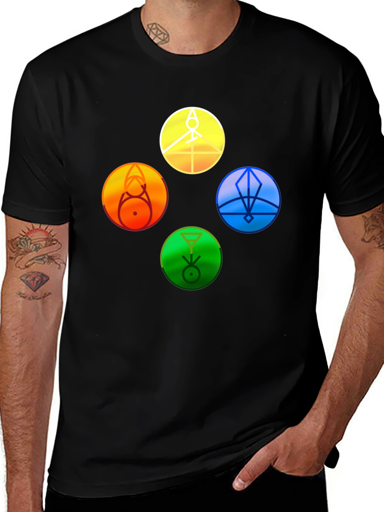 Variant 21 of Arcane Circle T-Shirt: Elemental Symbols