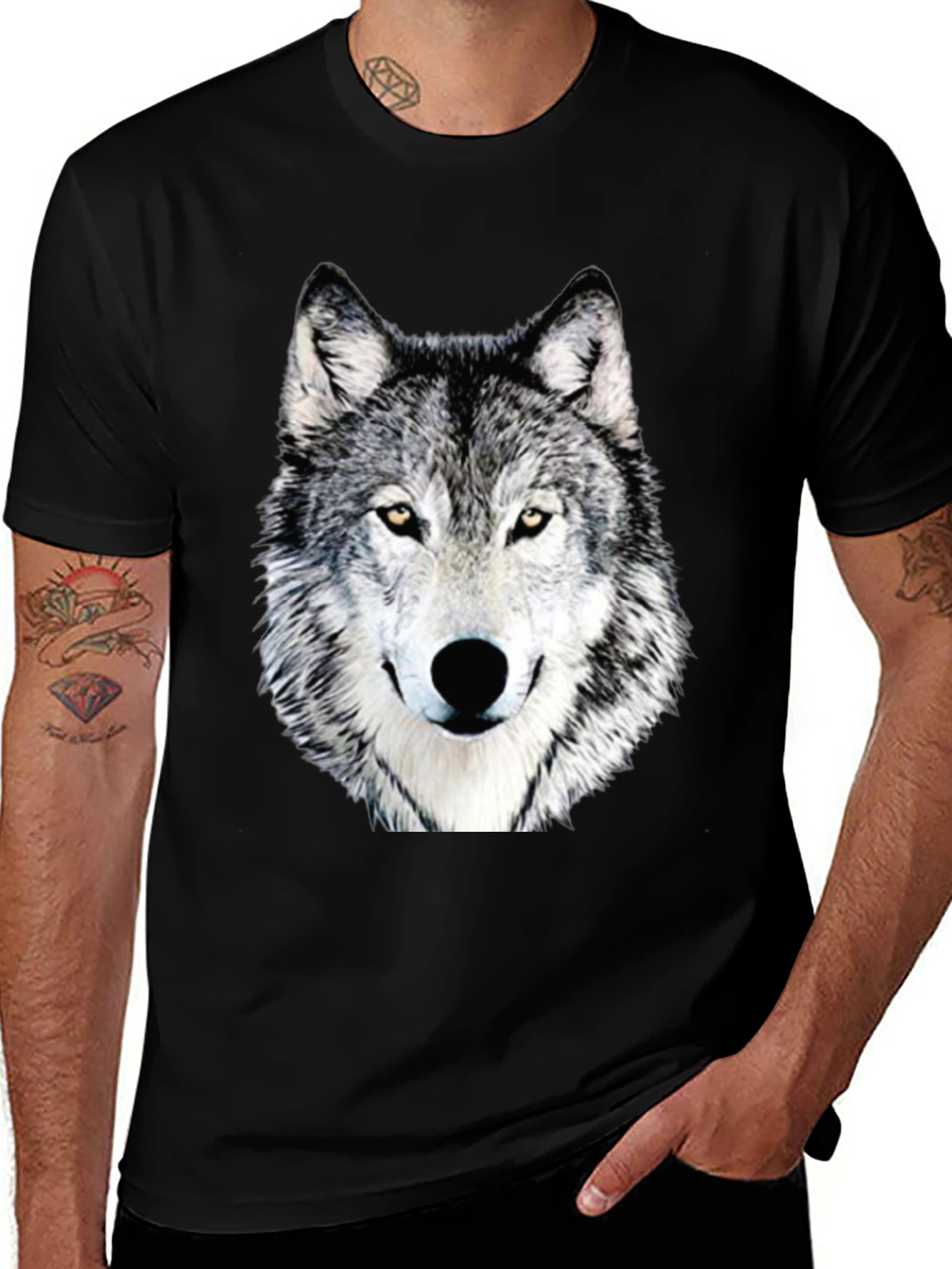 Variant 15 of Wolf Graphic Print T-Shirt - Casual Crew Neck Tee