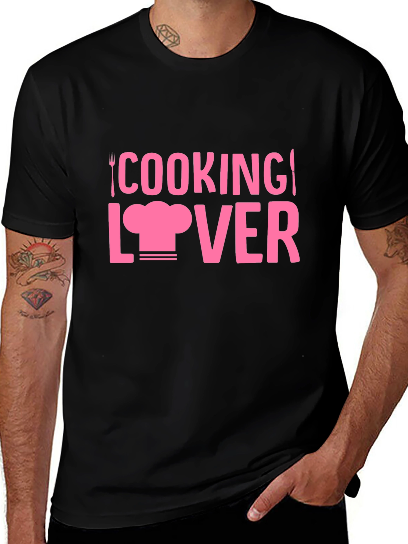 Variant 10 of Cooking Lover Graphic Tee - Black Cotton T-Shirt