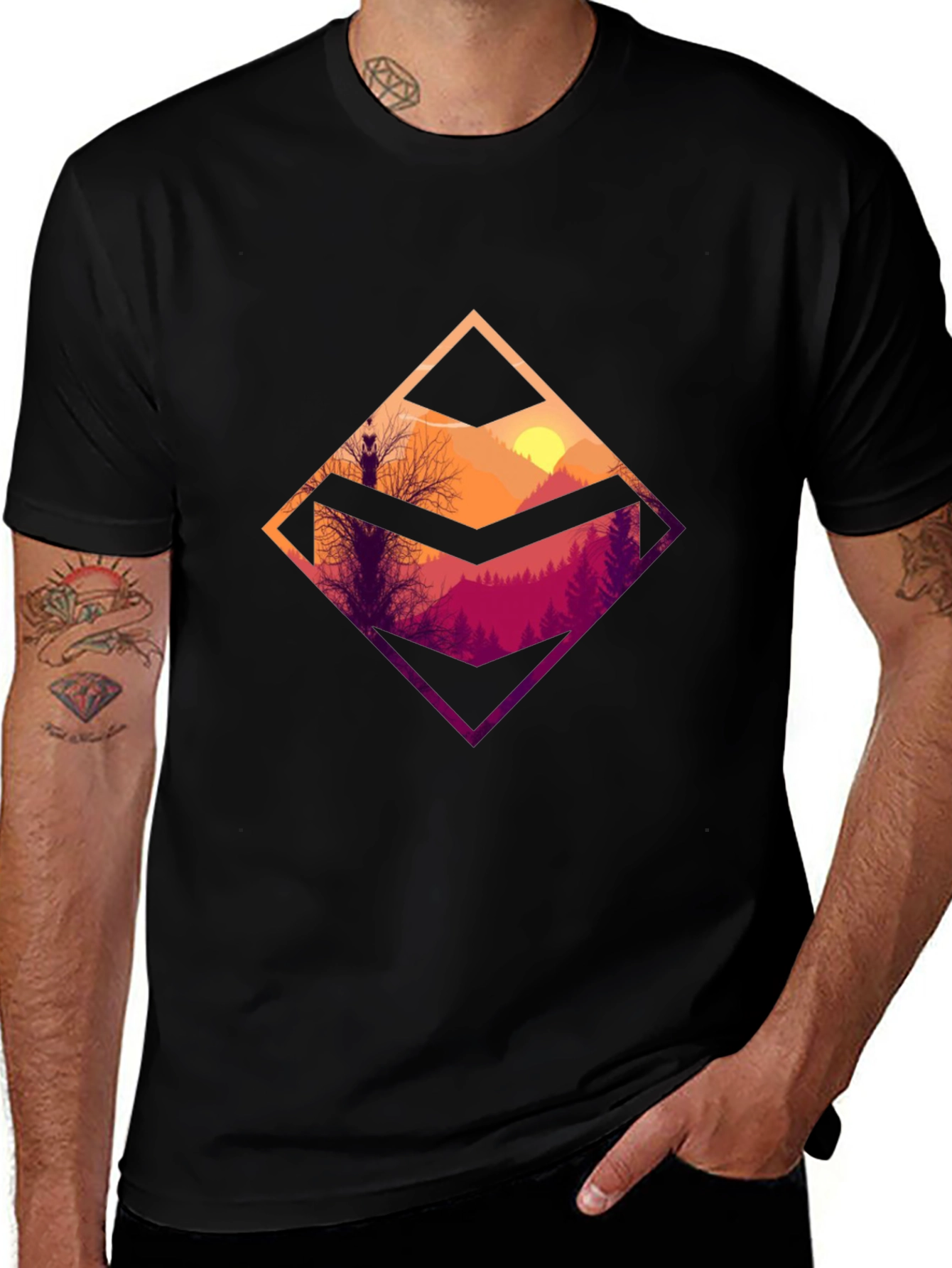 Variant 6 of Mountain Sunset Graphic Tee - Black