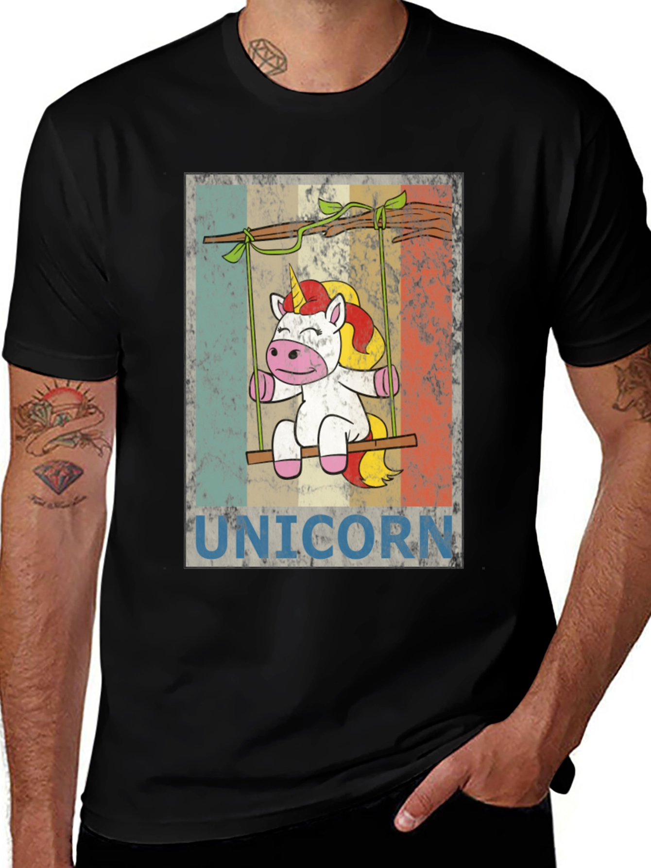 Unicorn Swing Graphic Tee - Whimsical Cute Design